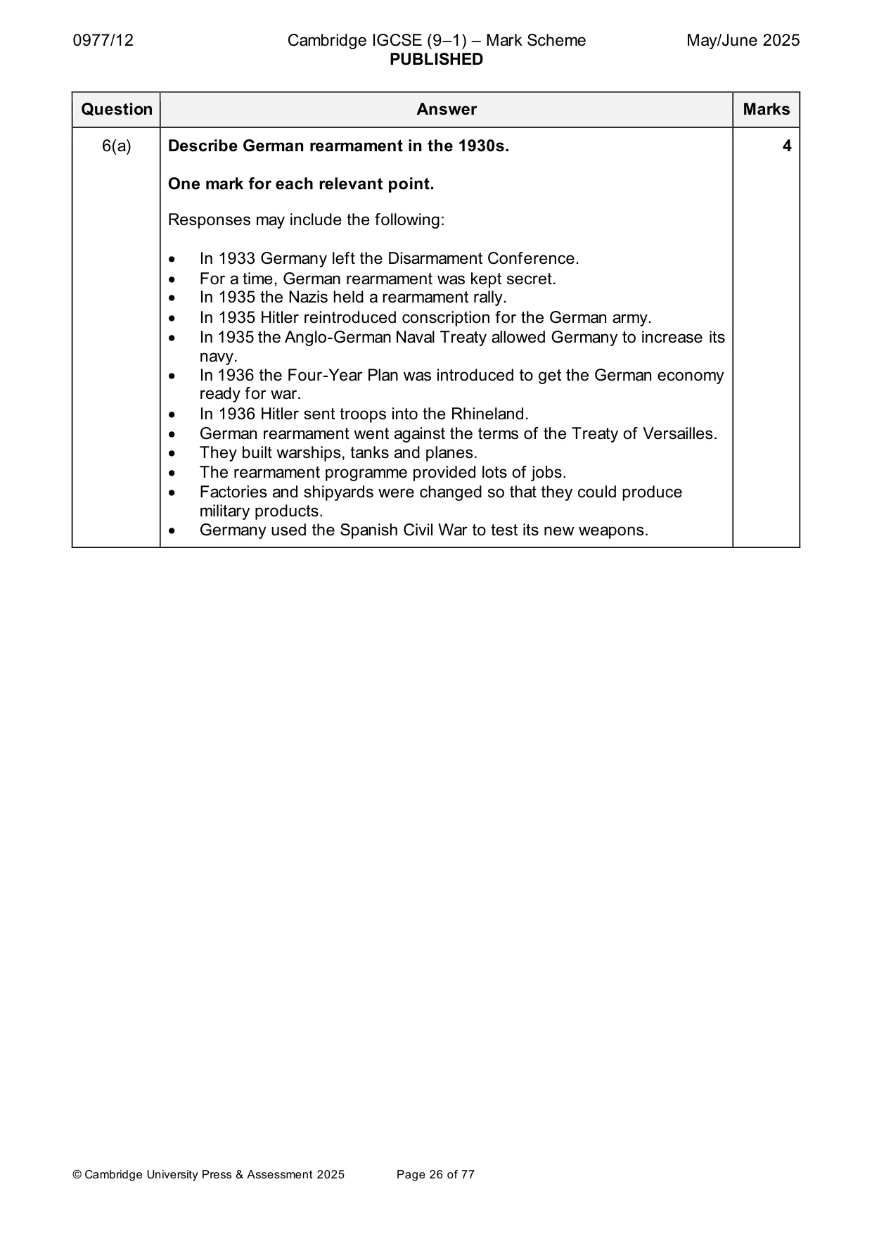 Mark scheme, page 26 of 77