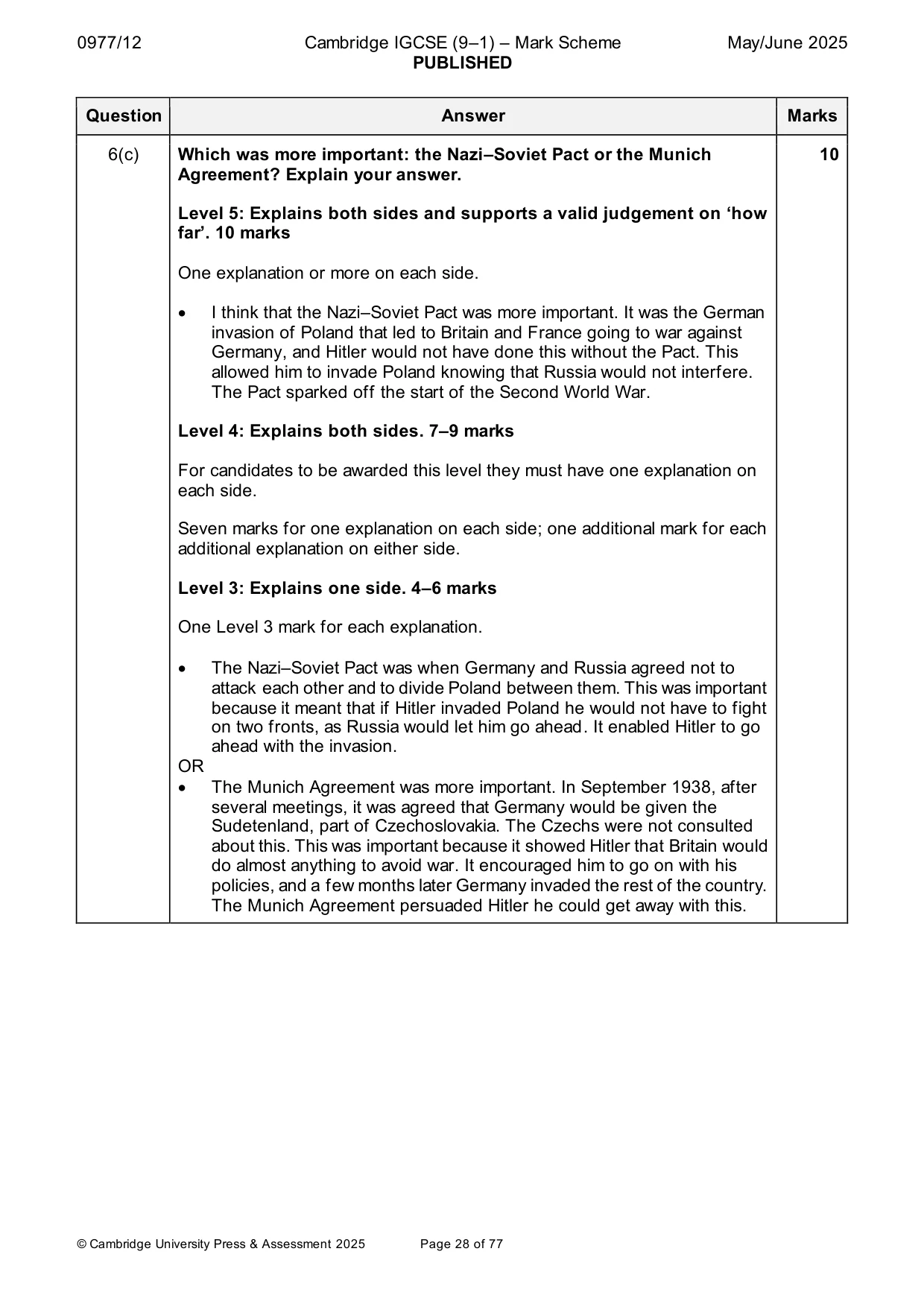 Mark scheme, page 28 of 77