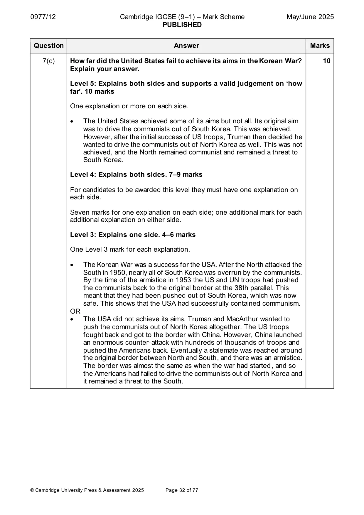 Mark scheme, page 32 of 77