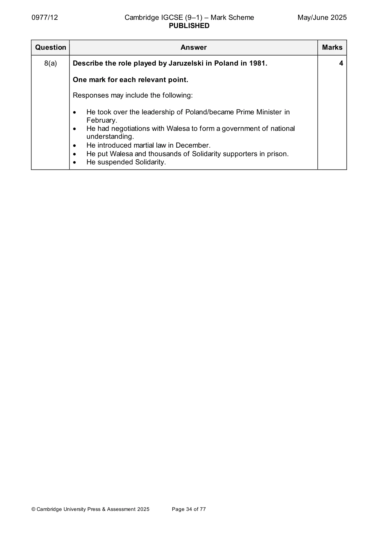 Mark scheme, page 34 of 77