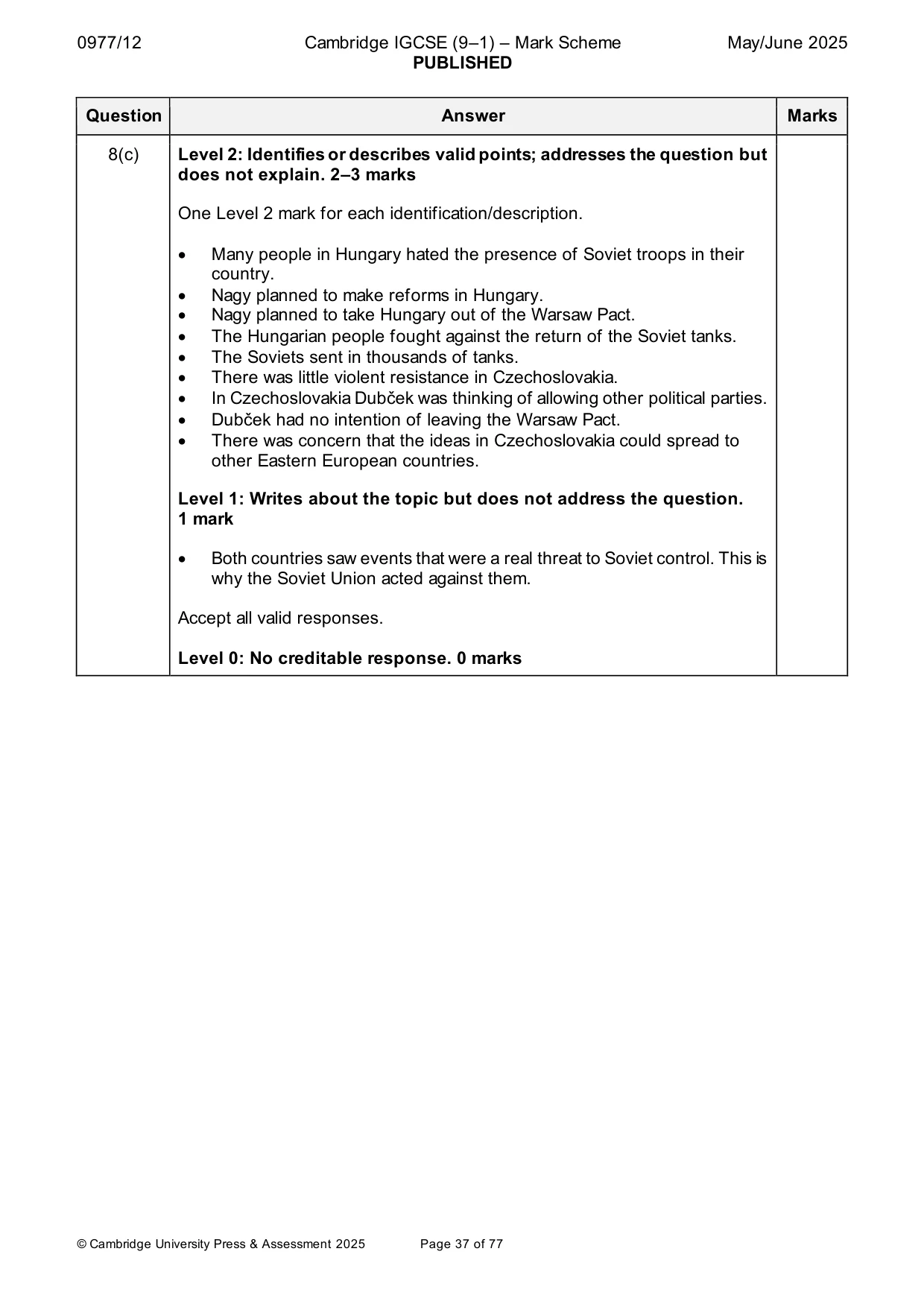Mark scheme, page 37 of 77