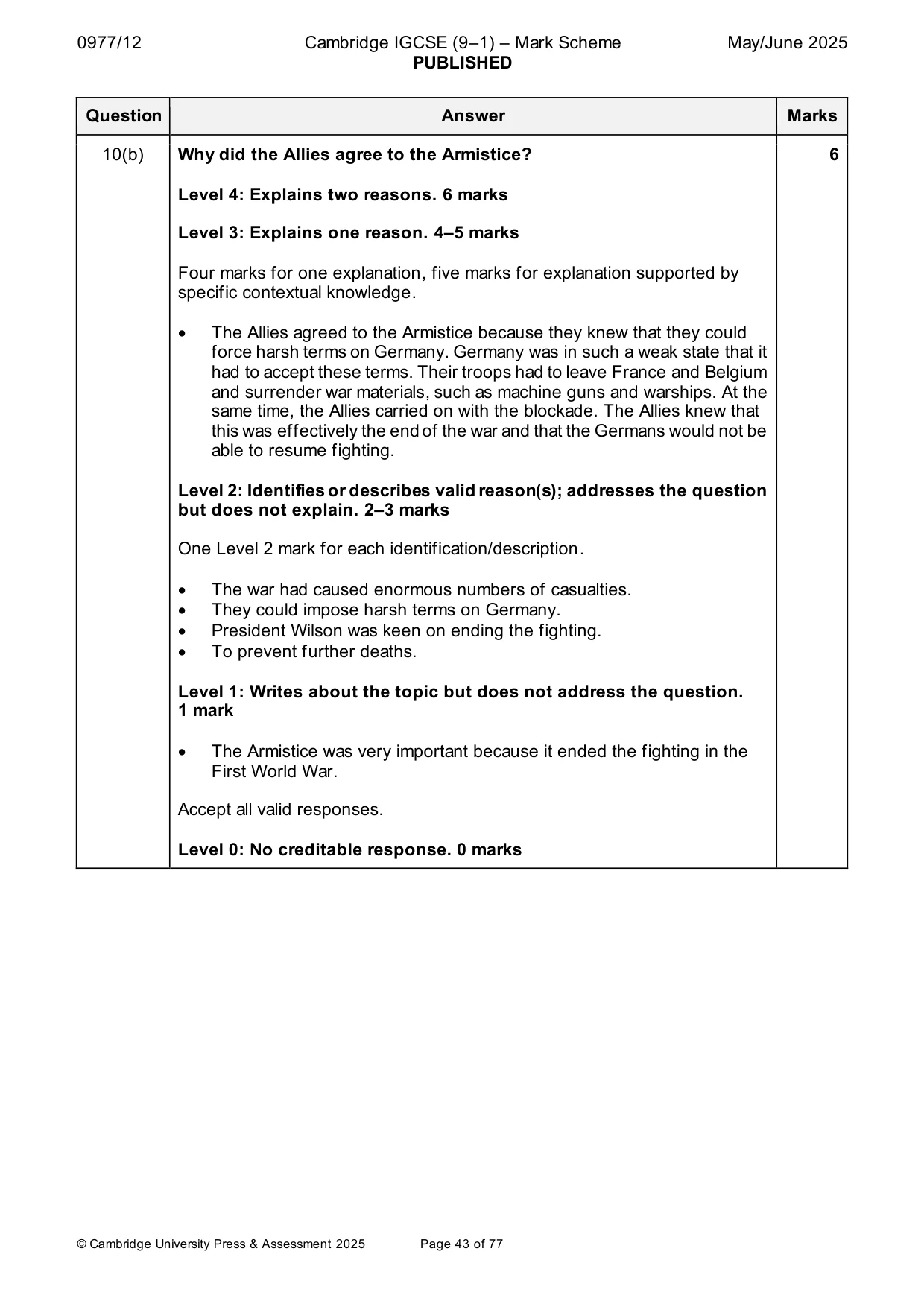 Mark scheme, page 43 of 77