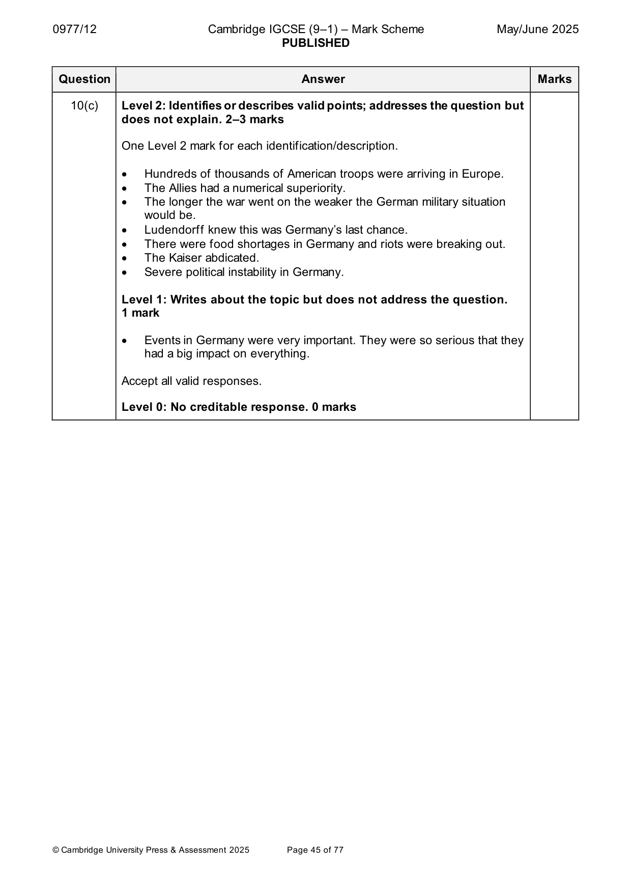 Mark scheme, page 45 of 77