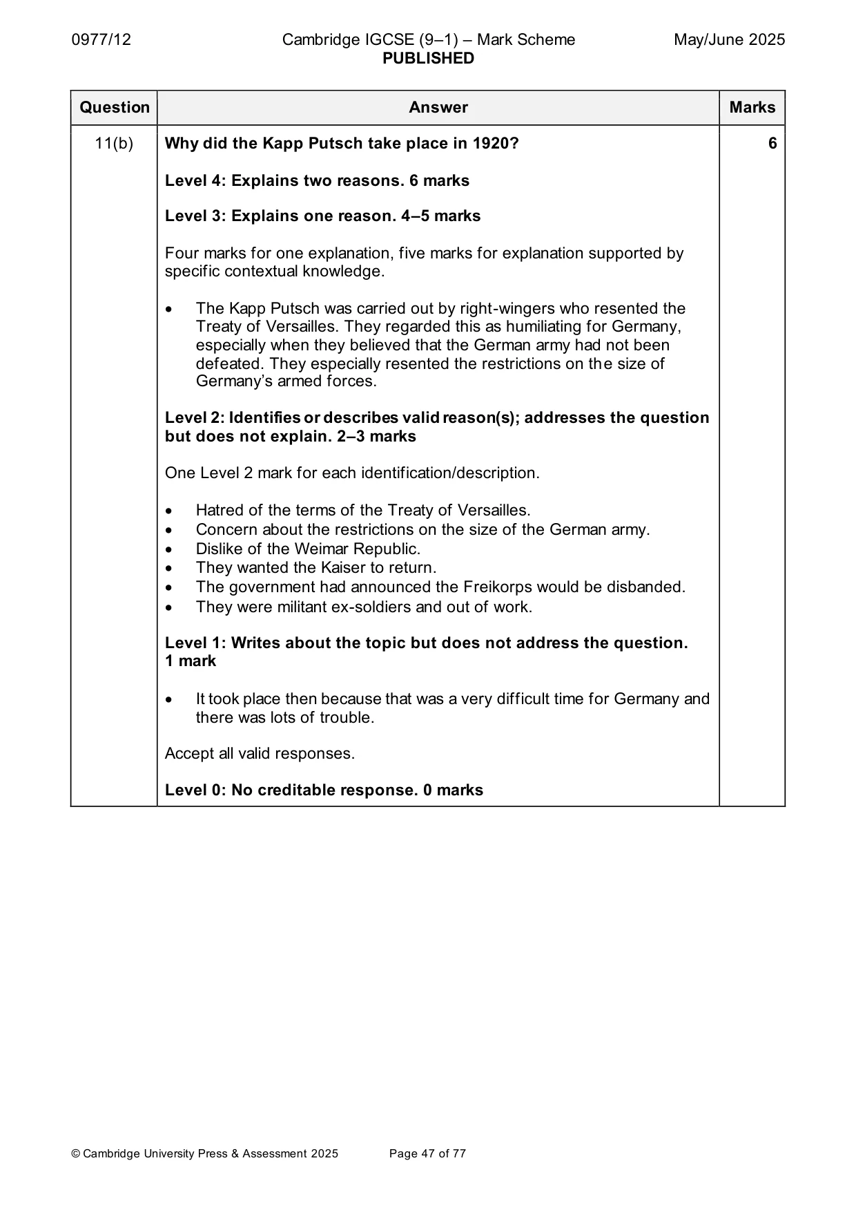 Mark scheme, page 47 of 77