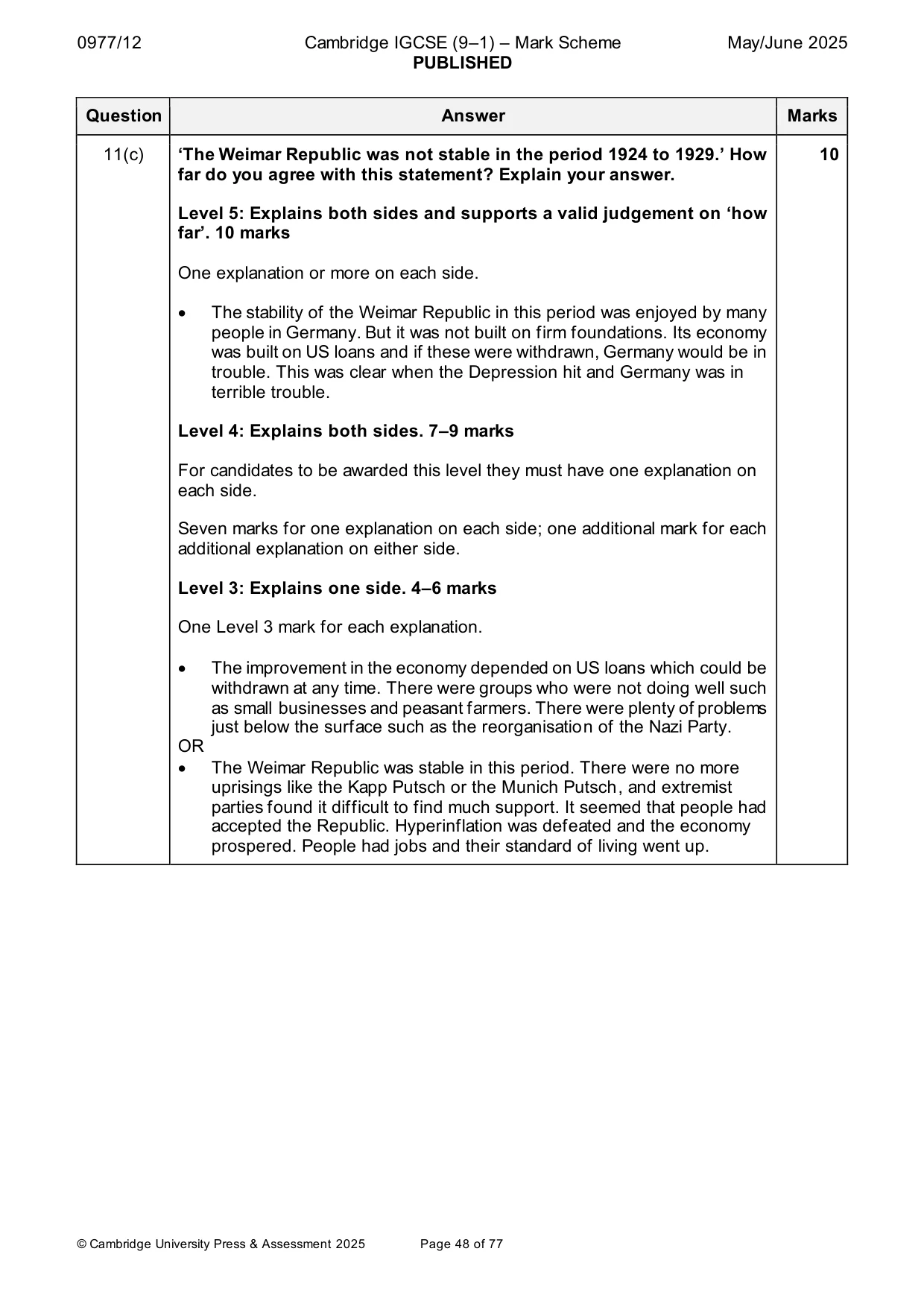 Mark scheme, page 48 of 77