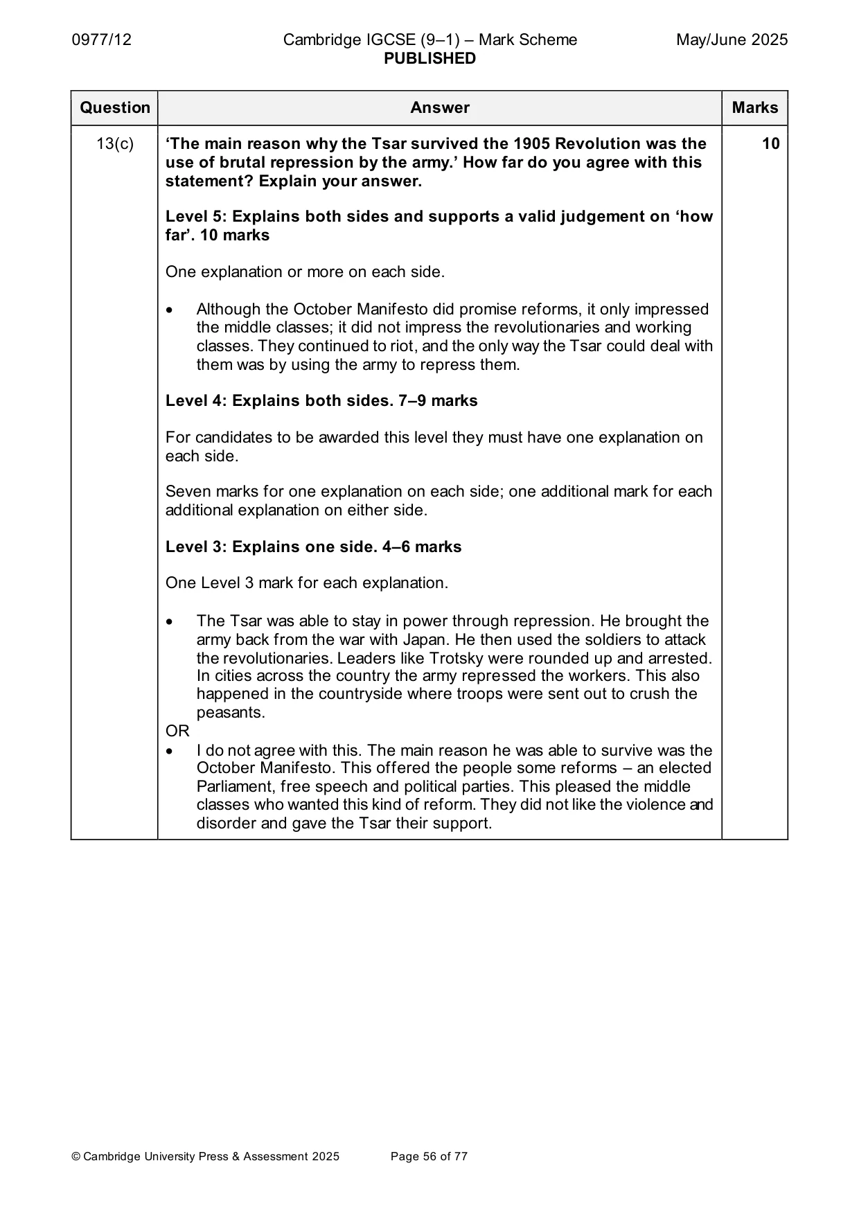 Mark scheme, page 56 of 77