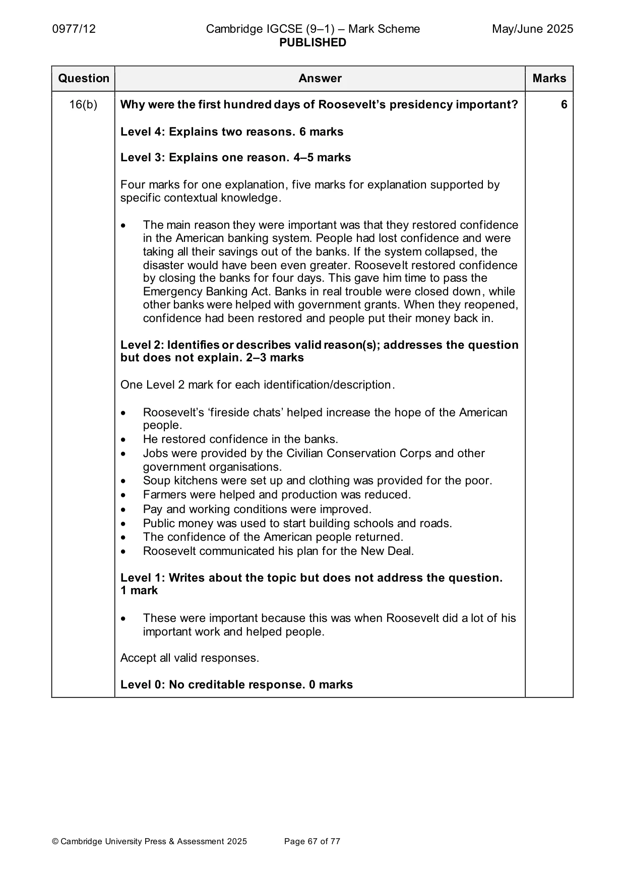 Mark scheme, page 67 of 77
