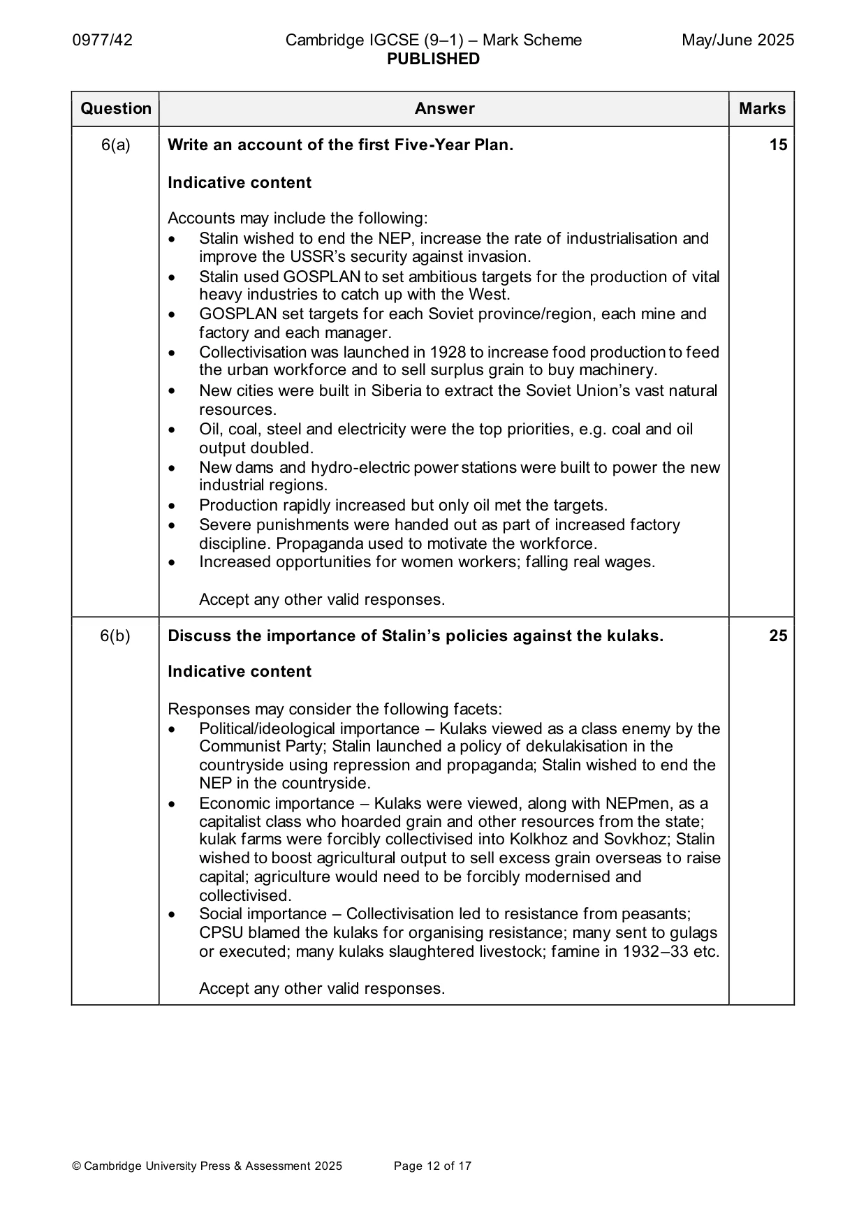 Mark scheme, page 12 of 17