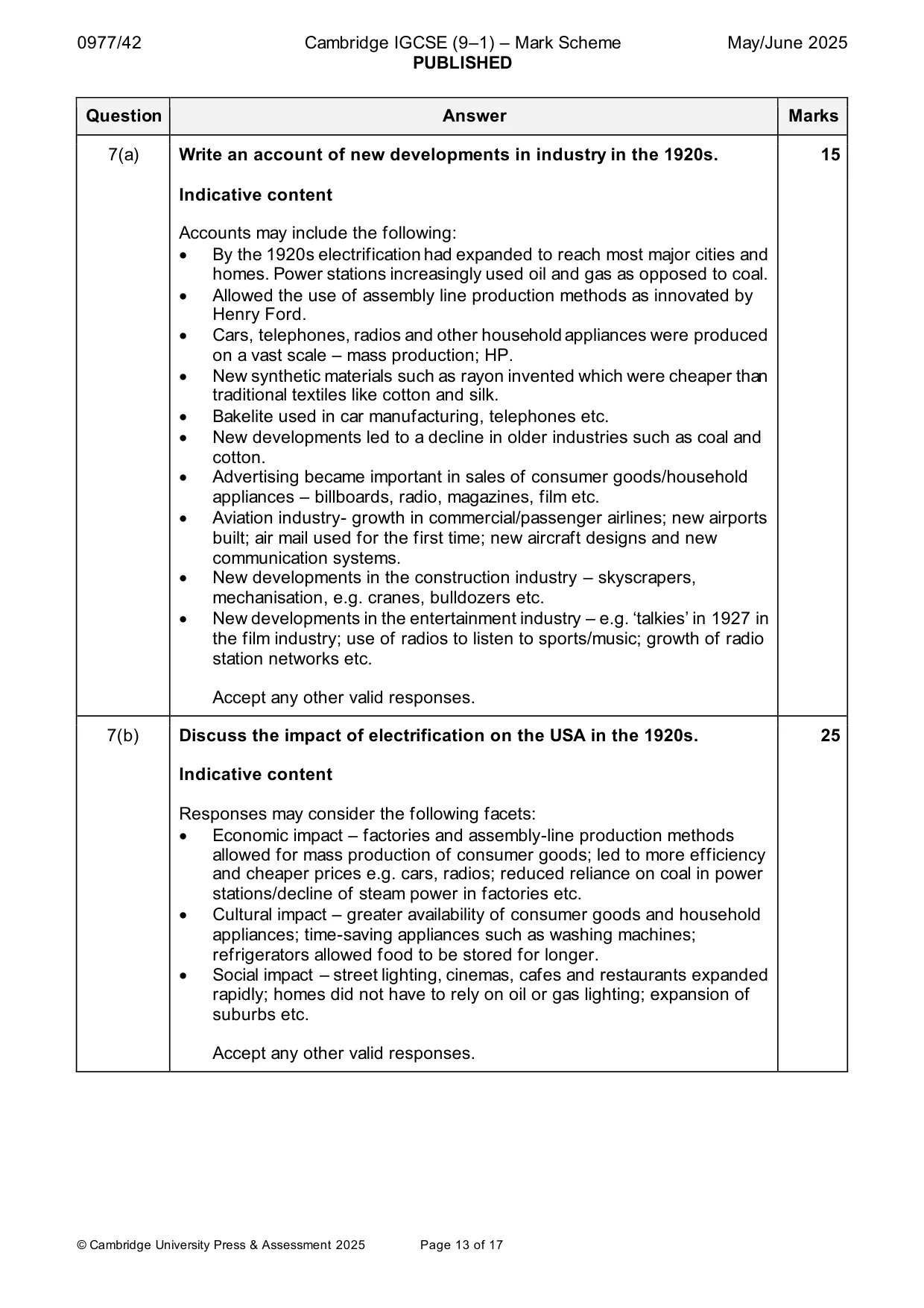 Mark scheme, page 13 of 17