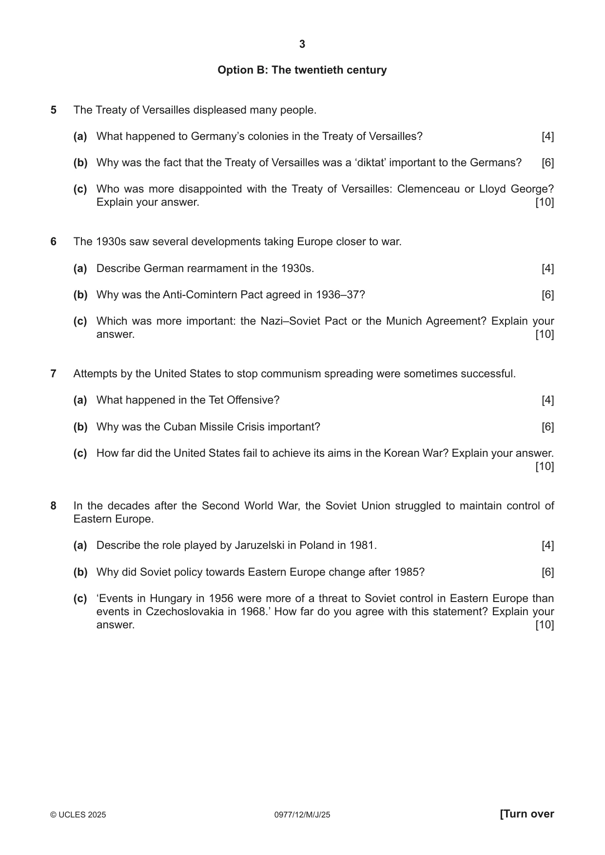 Cambridge IGCSE History (9-1) 0977 2025 May/June Paper 1 · Variant 2 question paper, page 3 of 8