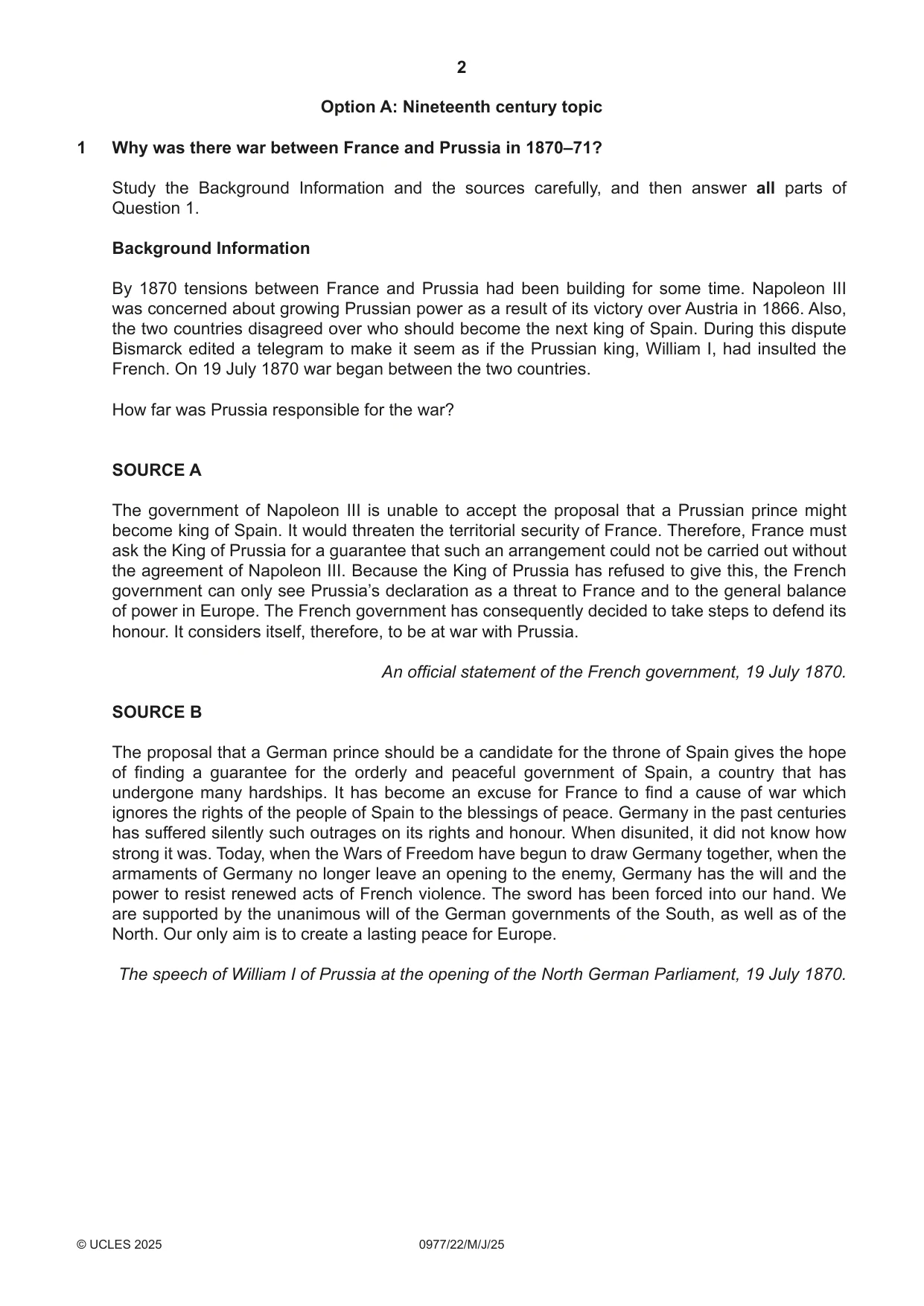 Cambridge IGCSE History (9-1) 0977 2025 May/June Paper 2 · Variant 2 question paper, page 2 of 12