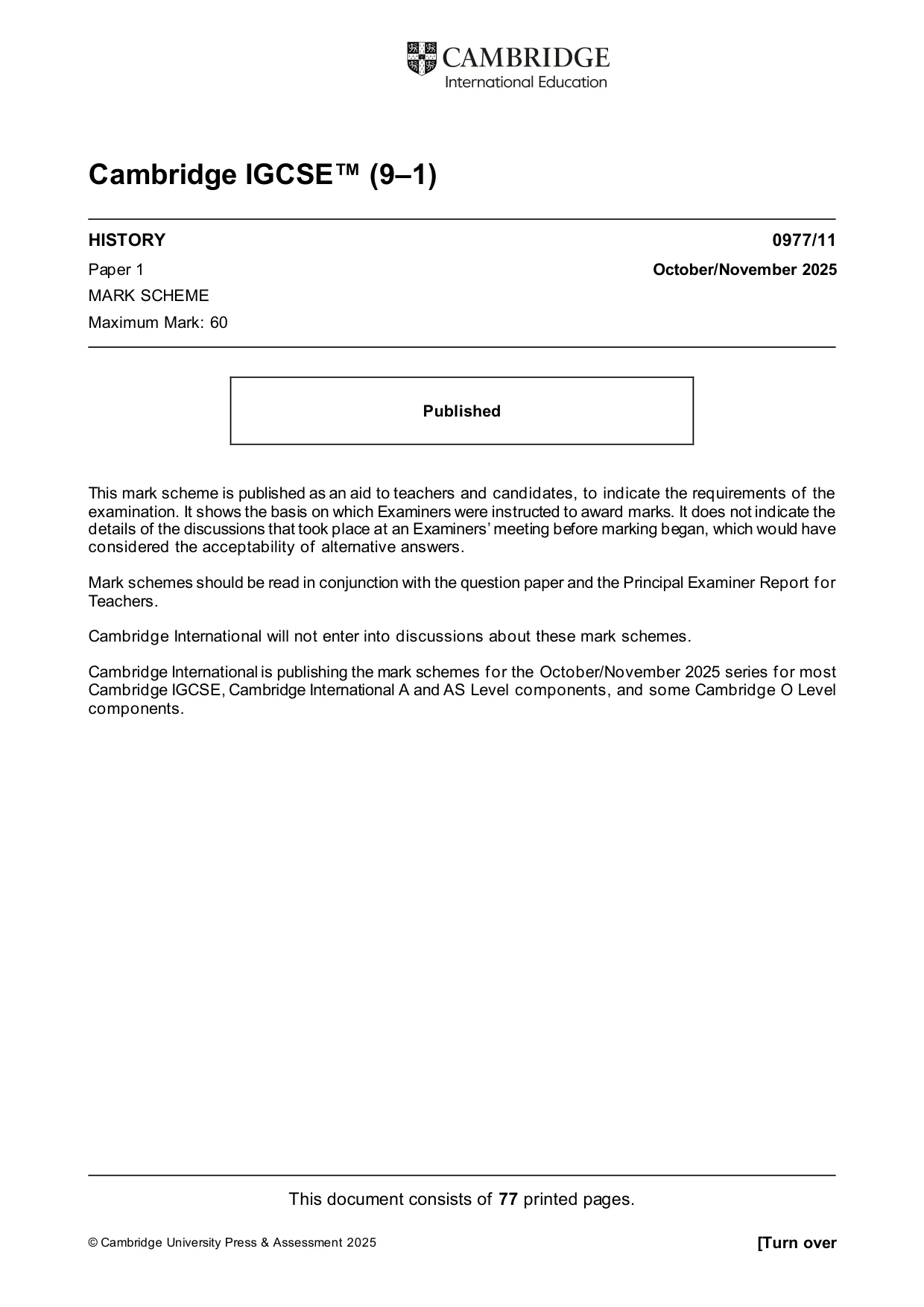 Mark scheme, page 1 of 77