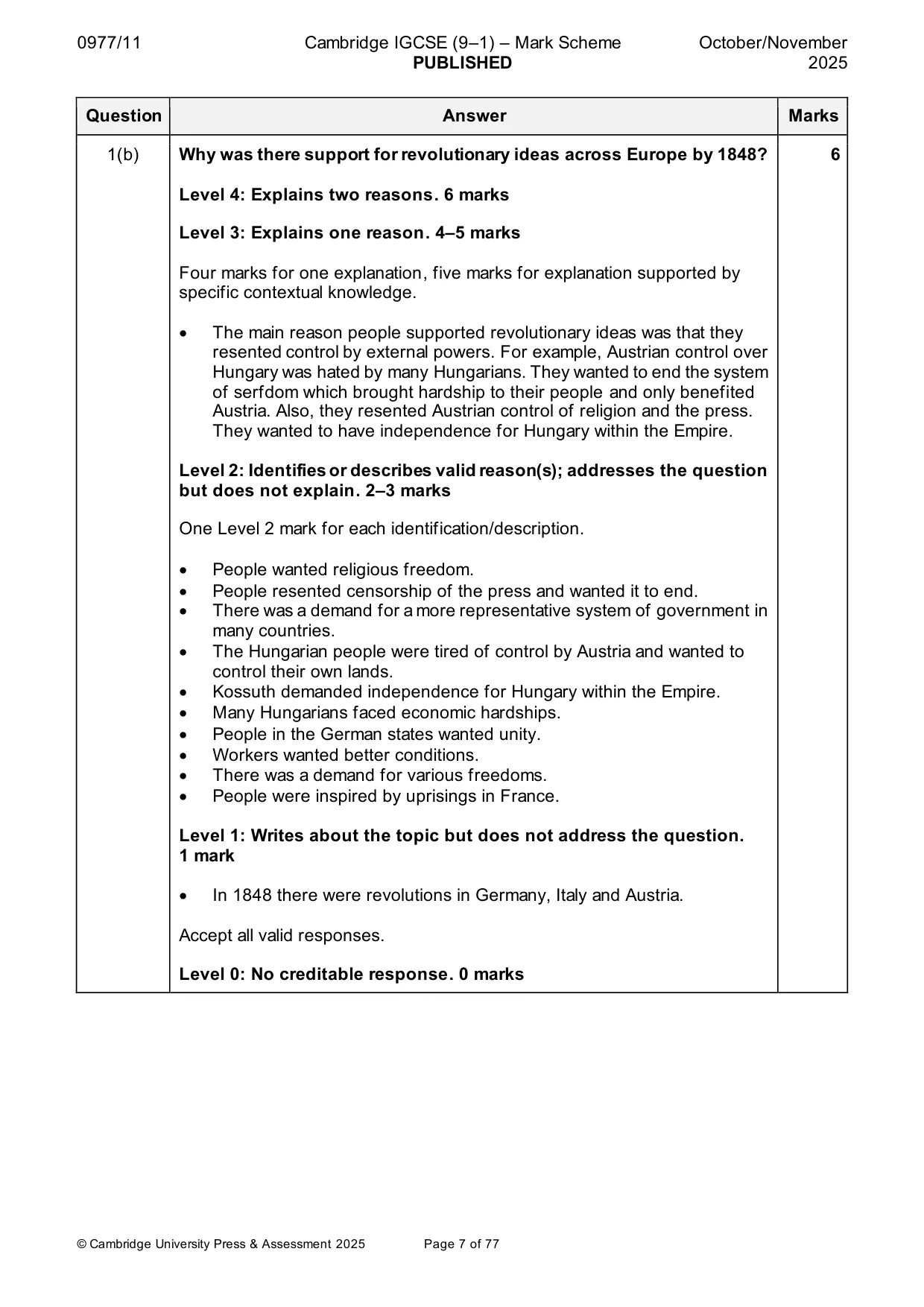 Mark scheme, page 7 of 77