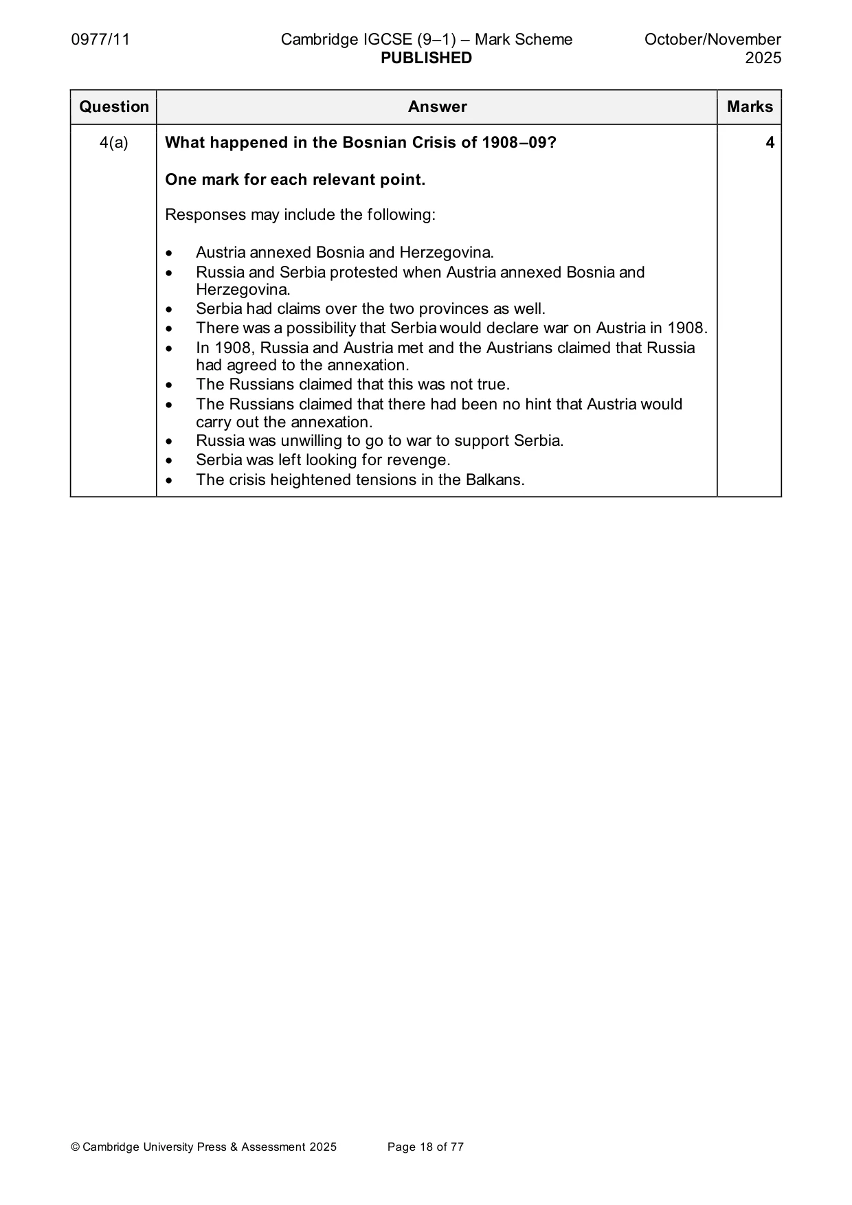 Mark scheme, page 18 of 77