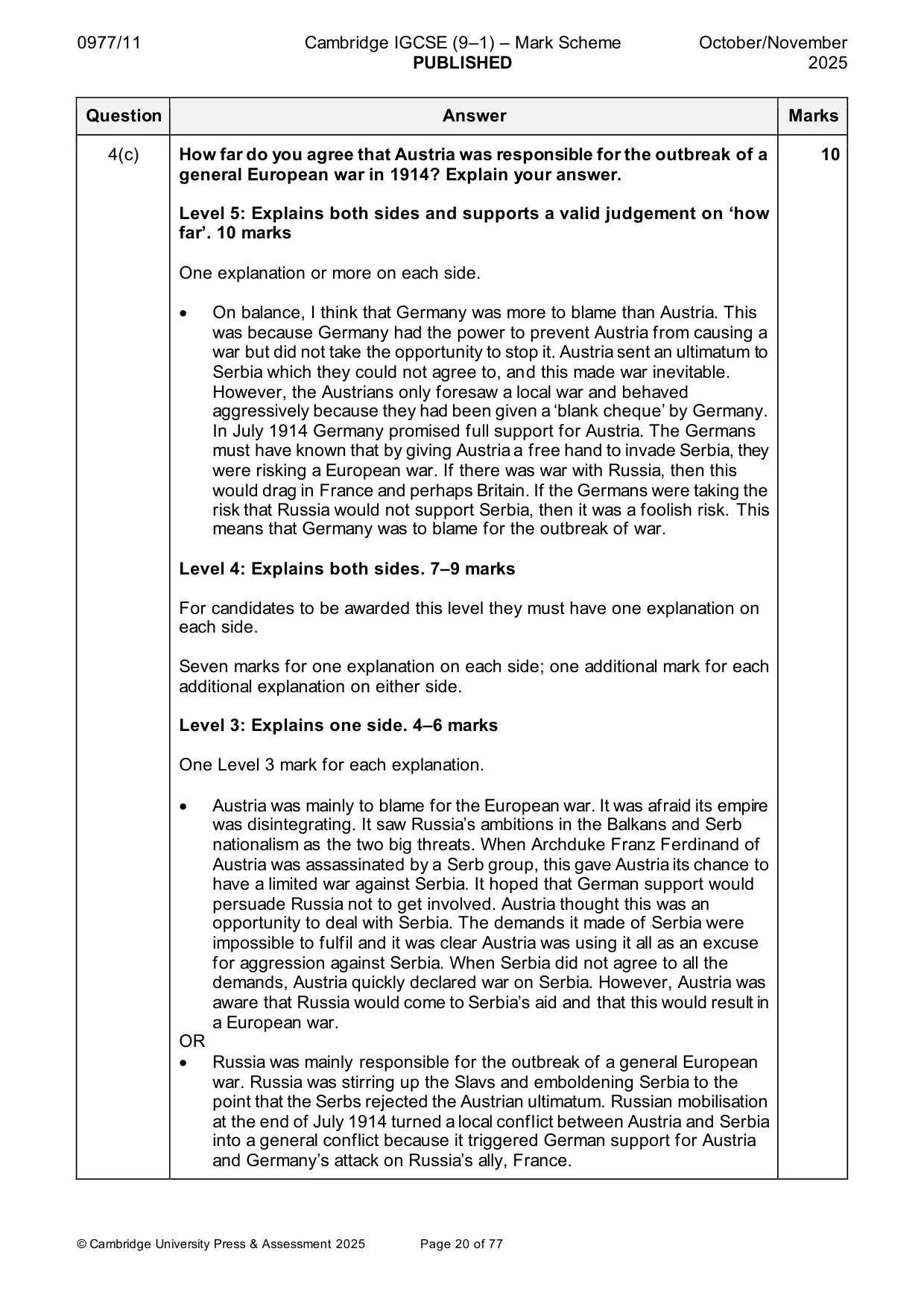 Mark scheme, page 20 of 77