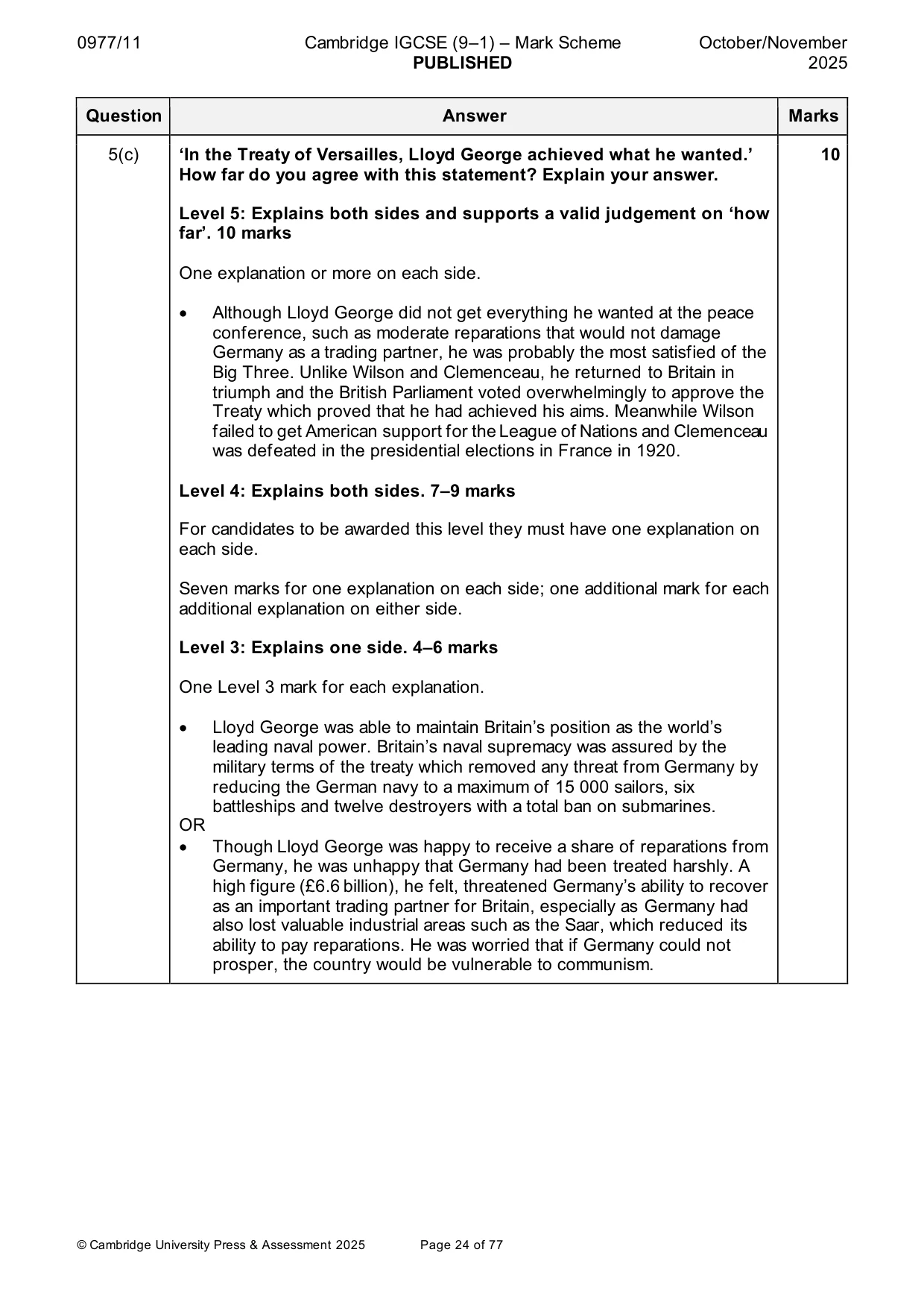 Mark scheme, page 24 of 77