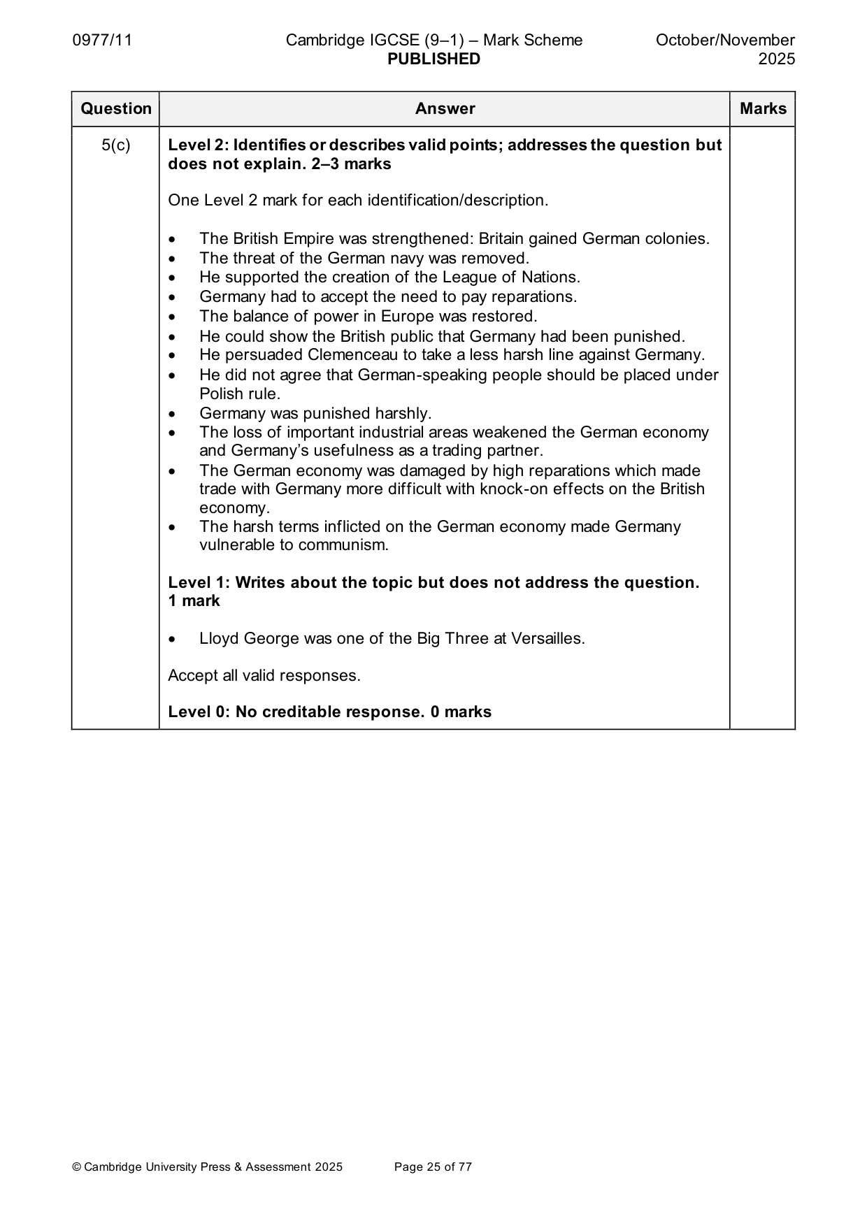 Mark scheme, page 25 of 77
