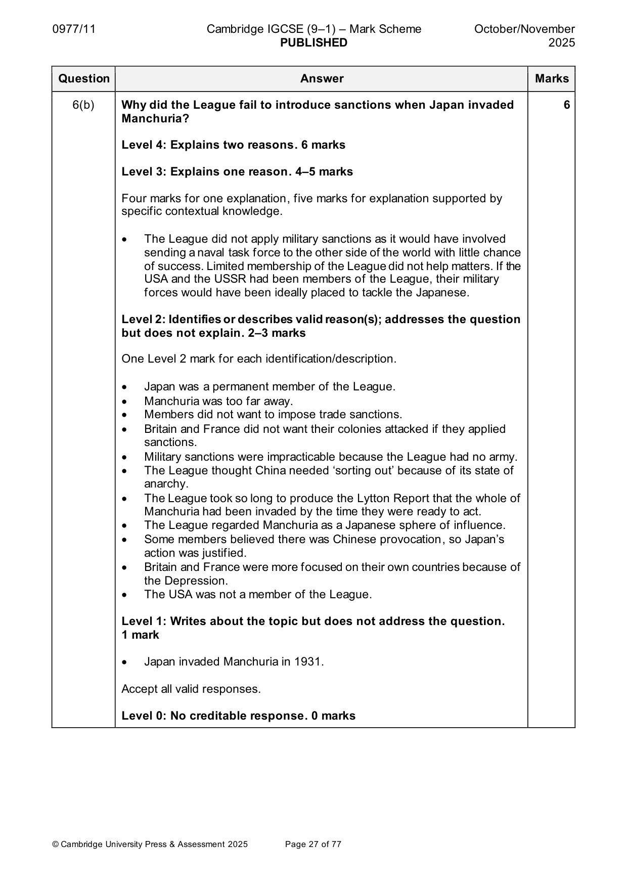 Mark scheme, page 27 of 77