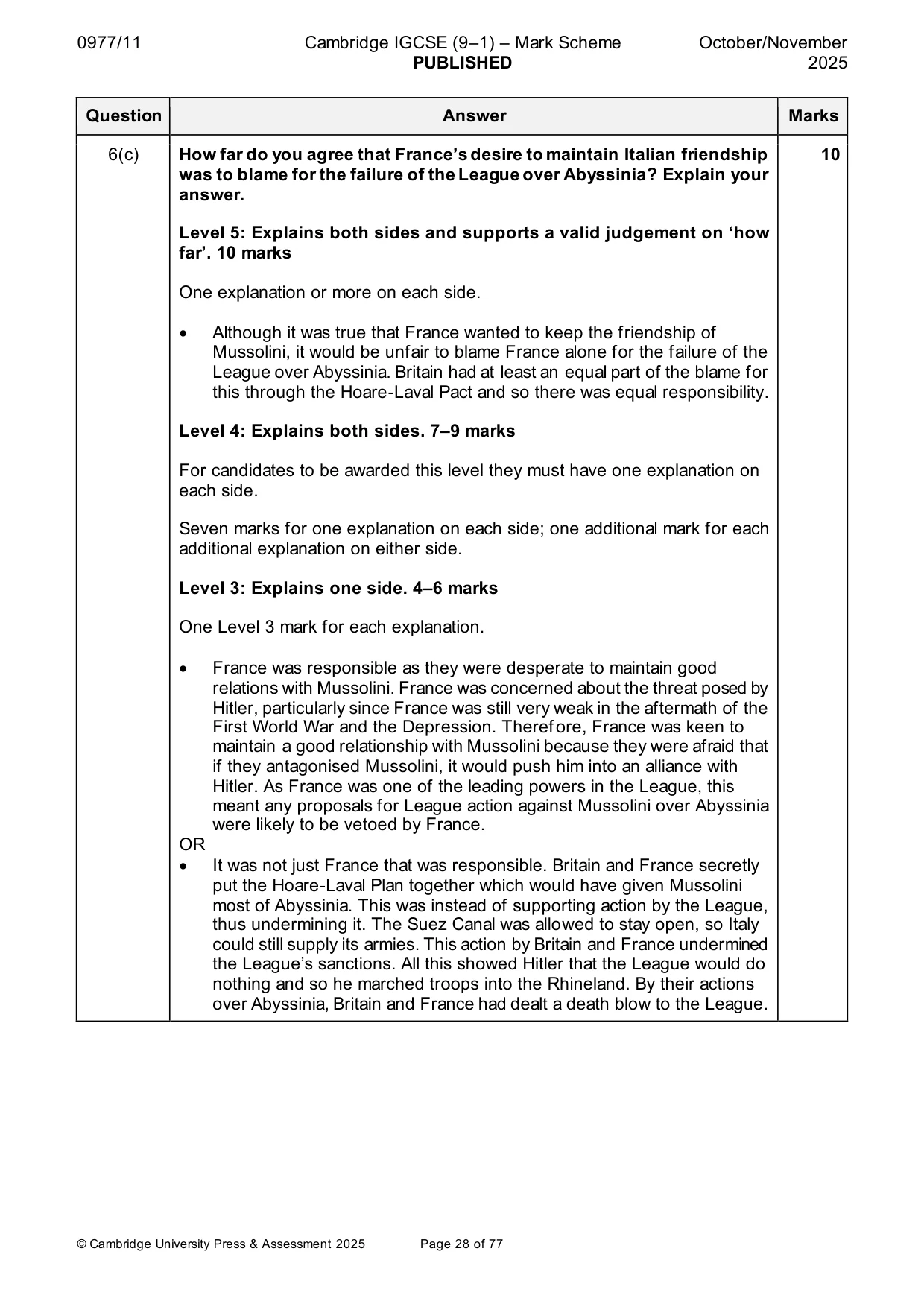 Mark scheme, page 28 of 77