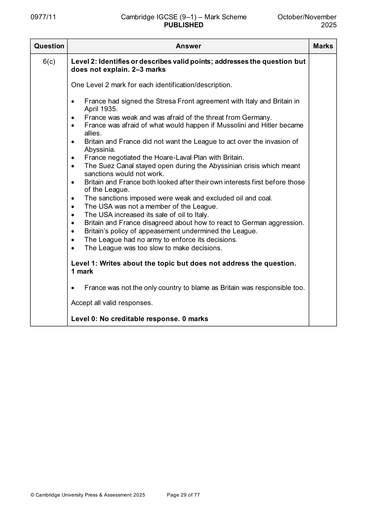 Mark scheme, page 29 of 77