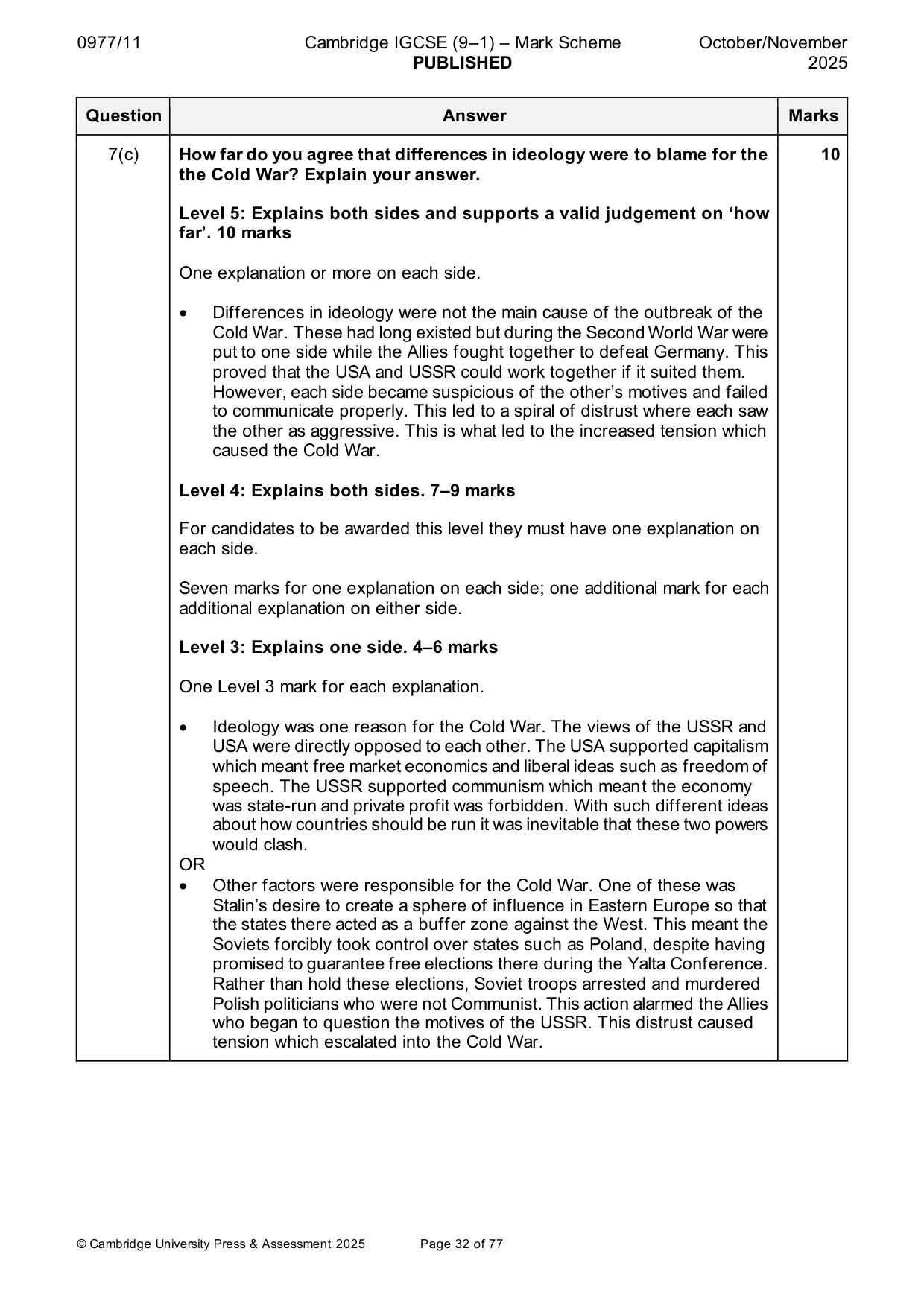 Mark scheme, page 32 of 77