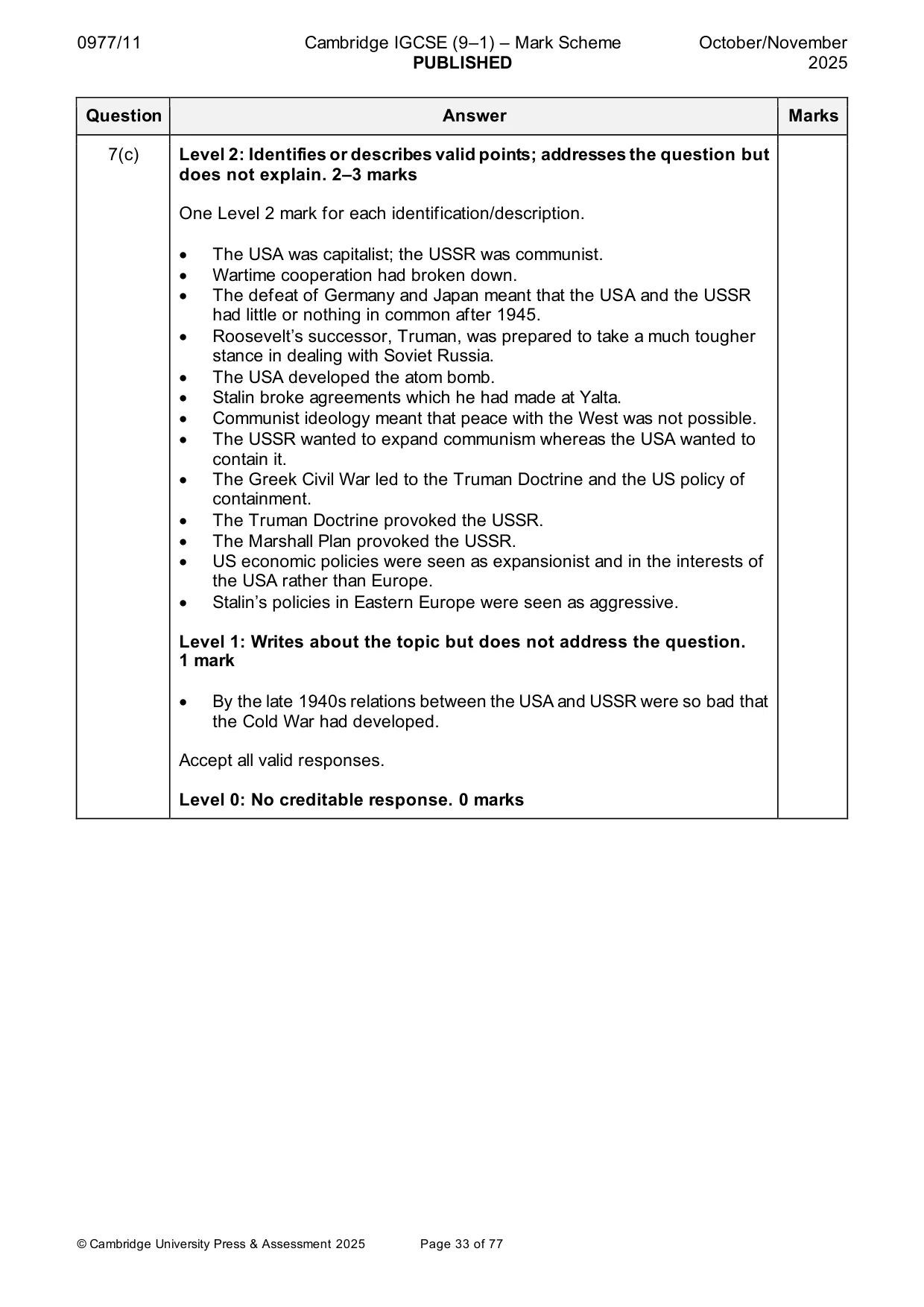 Mark scheme, page 33 of 77
