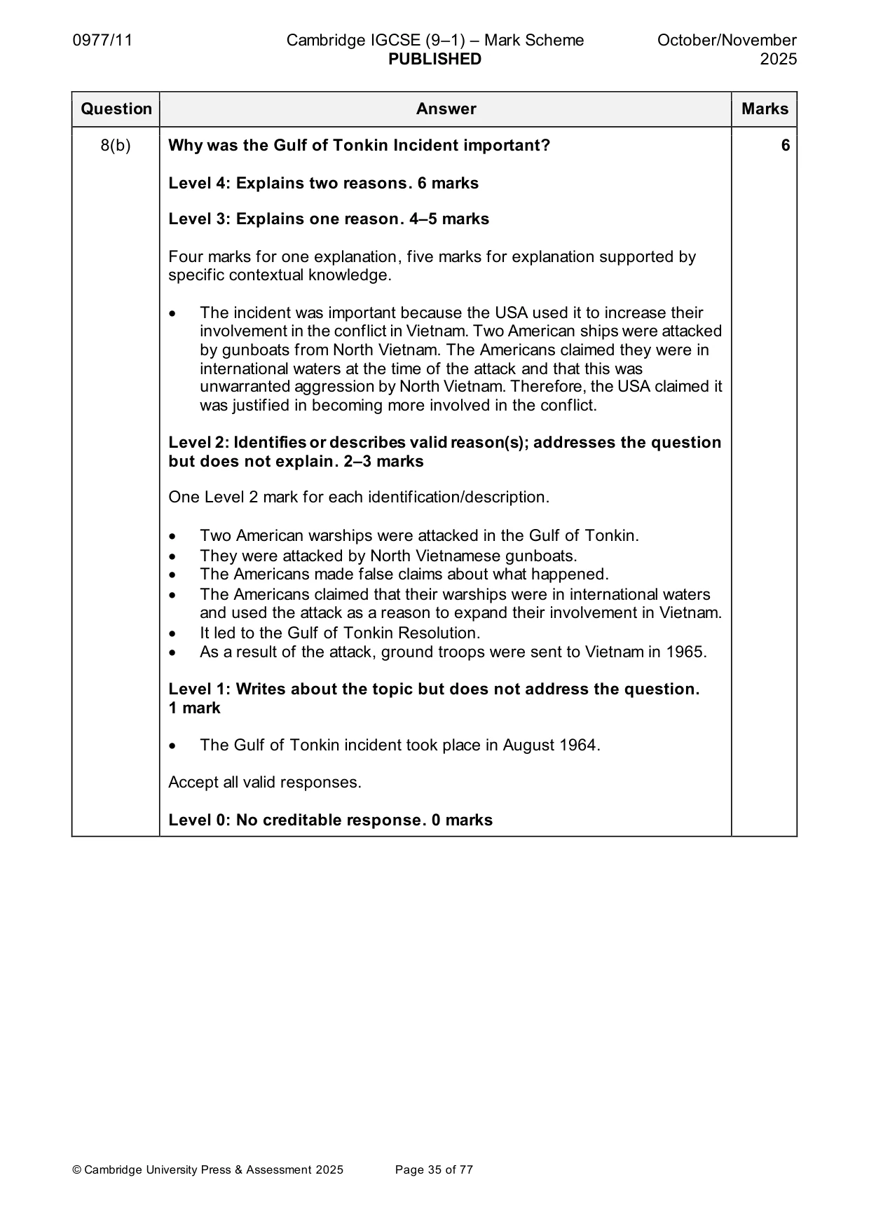 Mark scheme, page 35 of 77