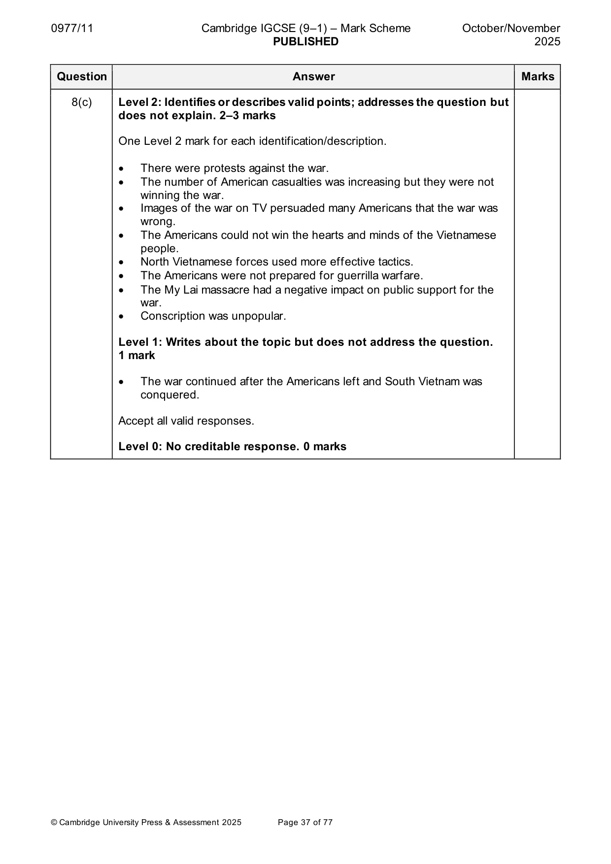 Mark scheme, page 37 of 77