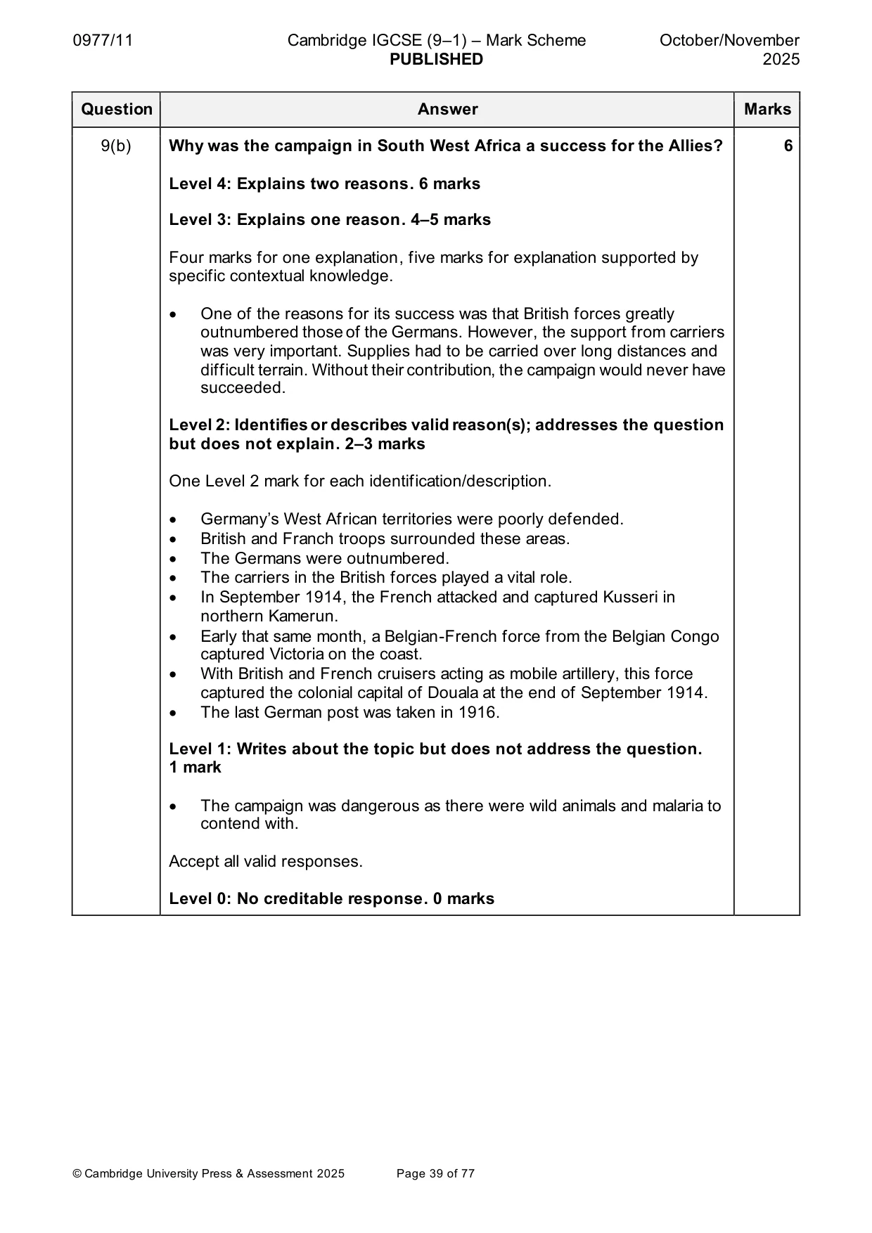 Mark scheme, page 39 of 77