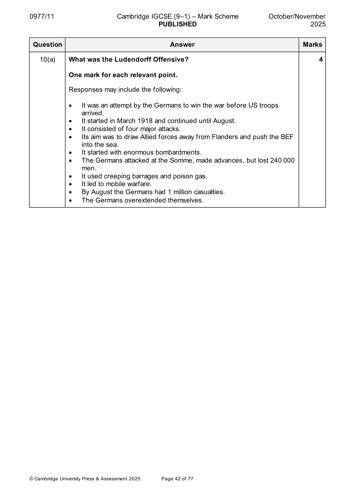 Mark scheme, page 42 of 77