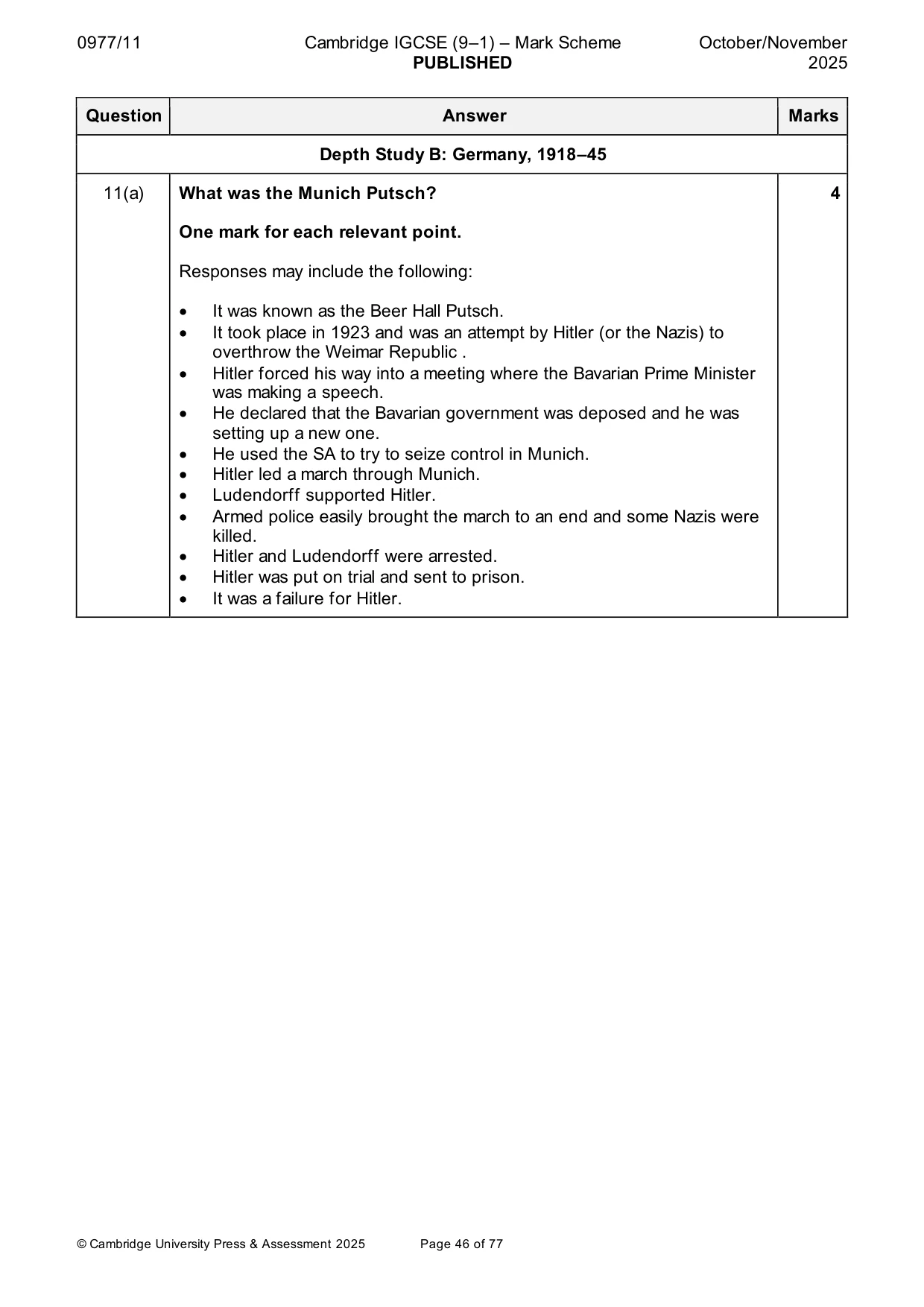Mark scheme, page 46 of 77