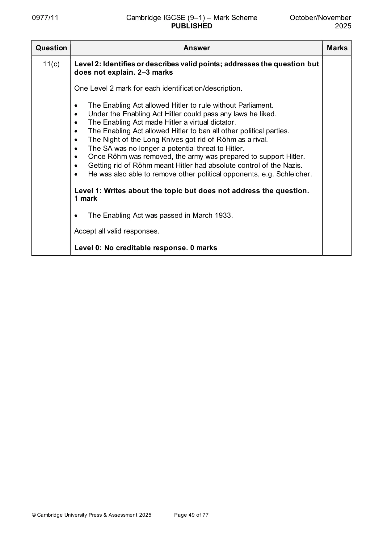 Mark scheme, page 49 of 77