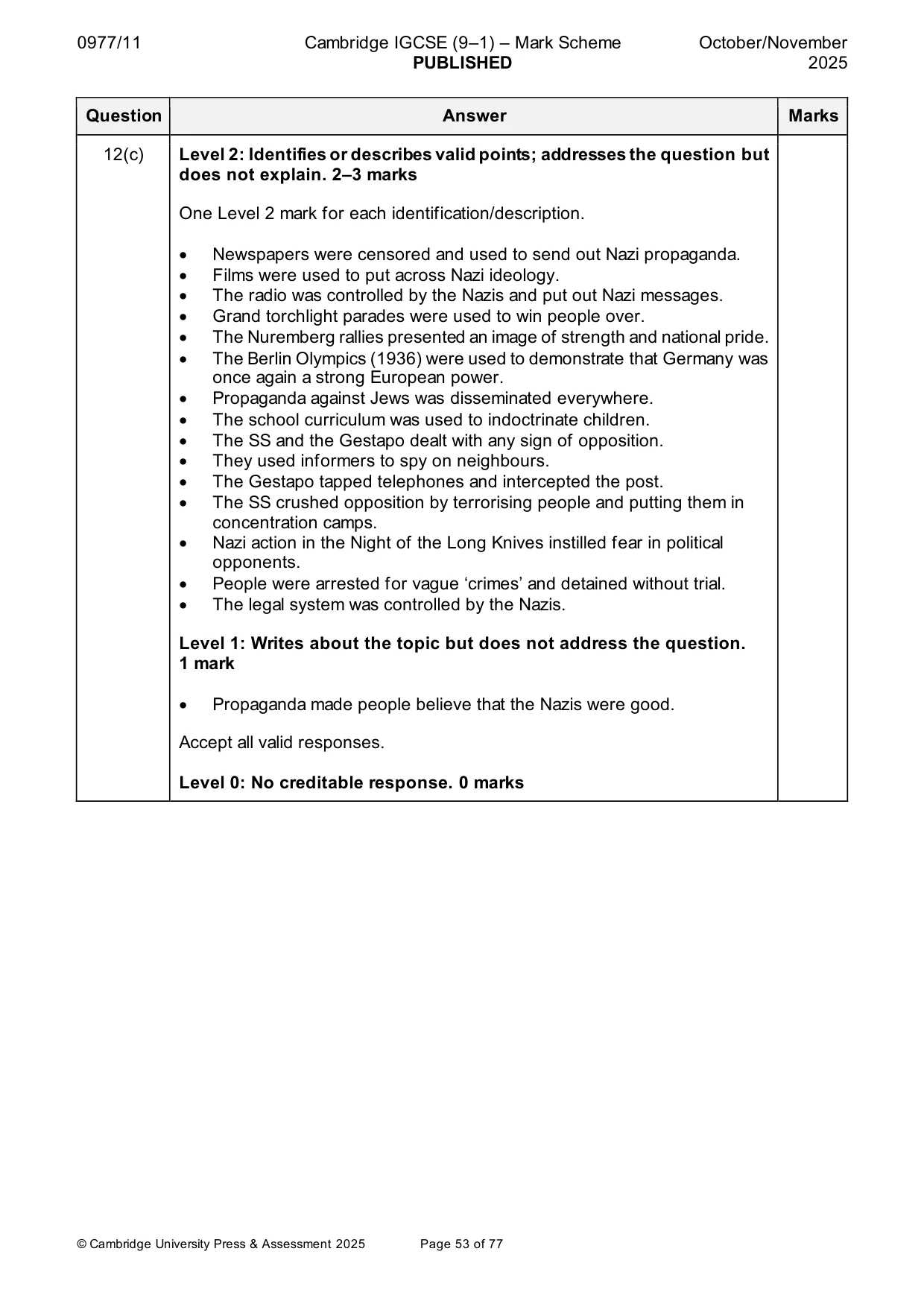 Mark scheme, page 53 of 77