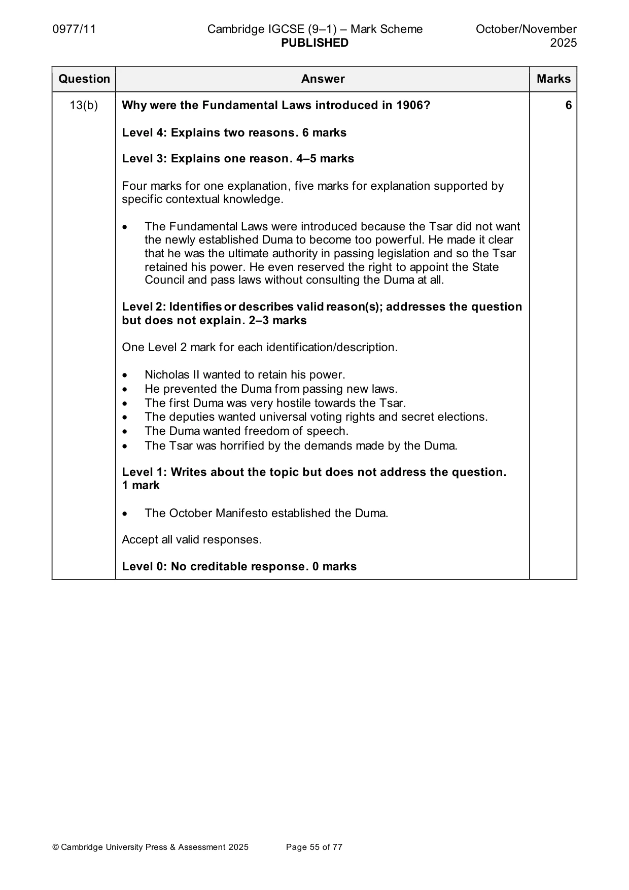Mark scheme, page 55 of 77