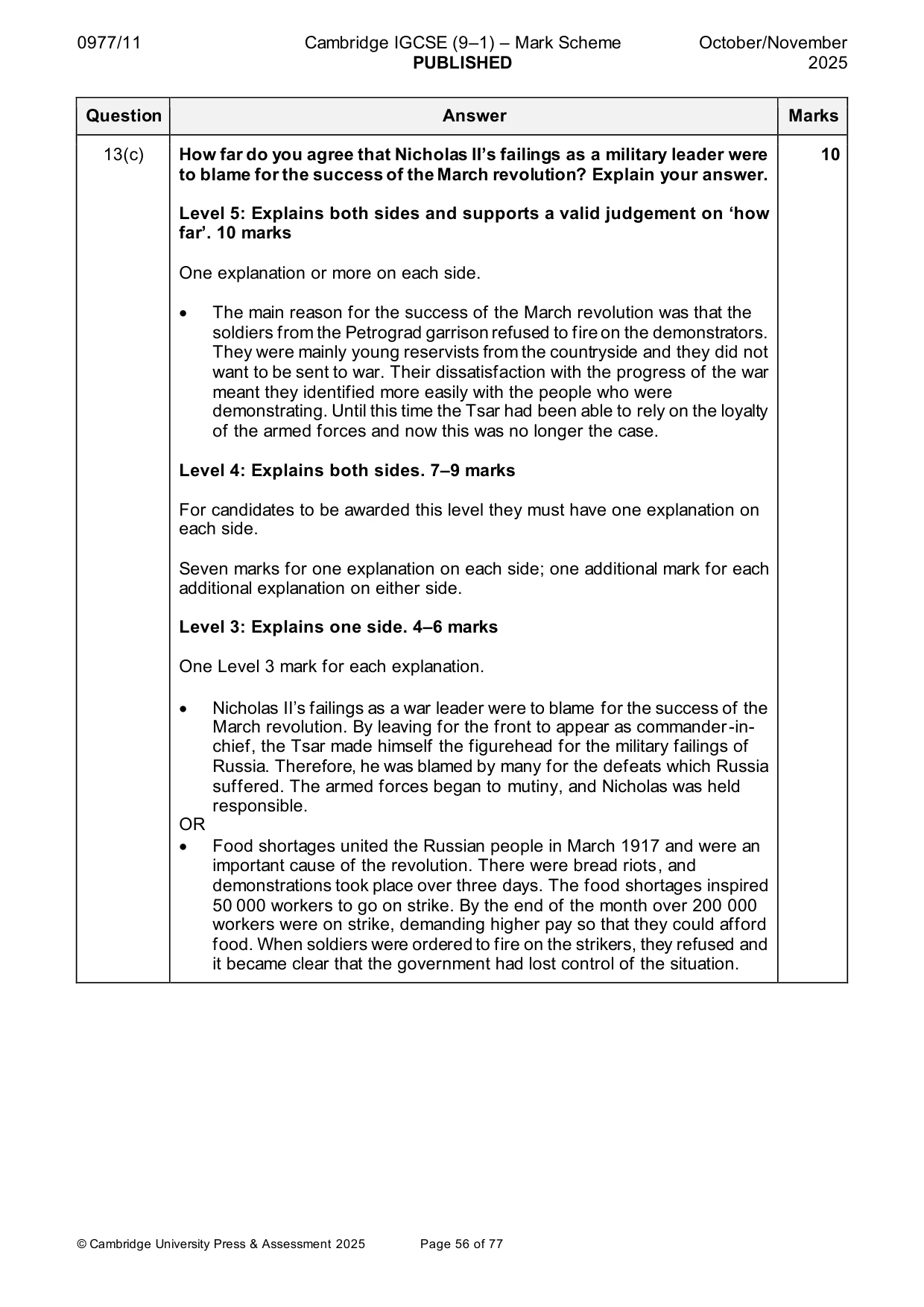 Mark scheme, page 56 of 77
