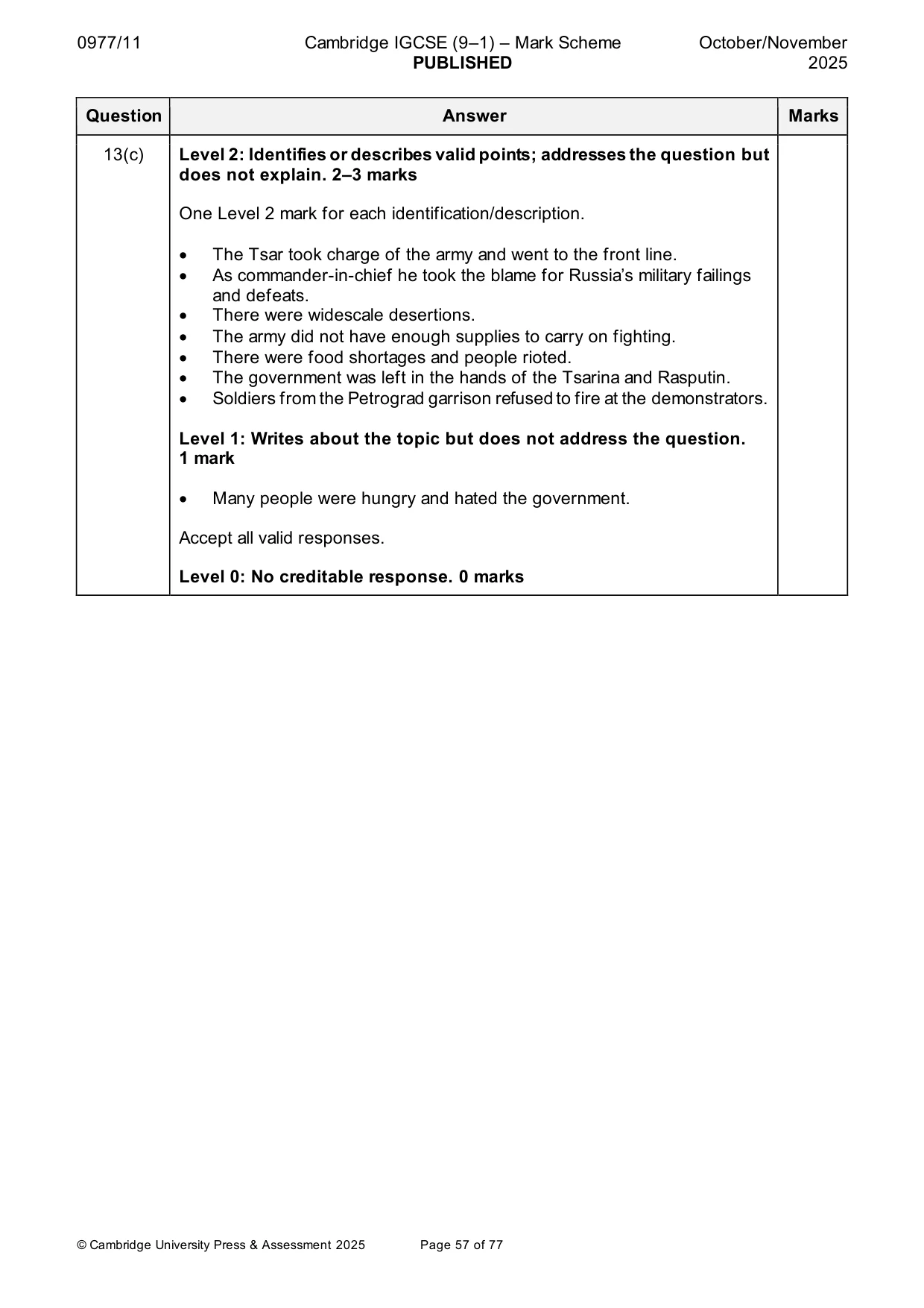 Mark scheme, page 57 of 77
