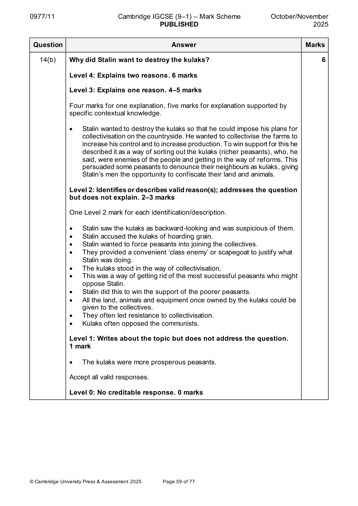 Mark scheme, page 59 of 77