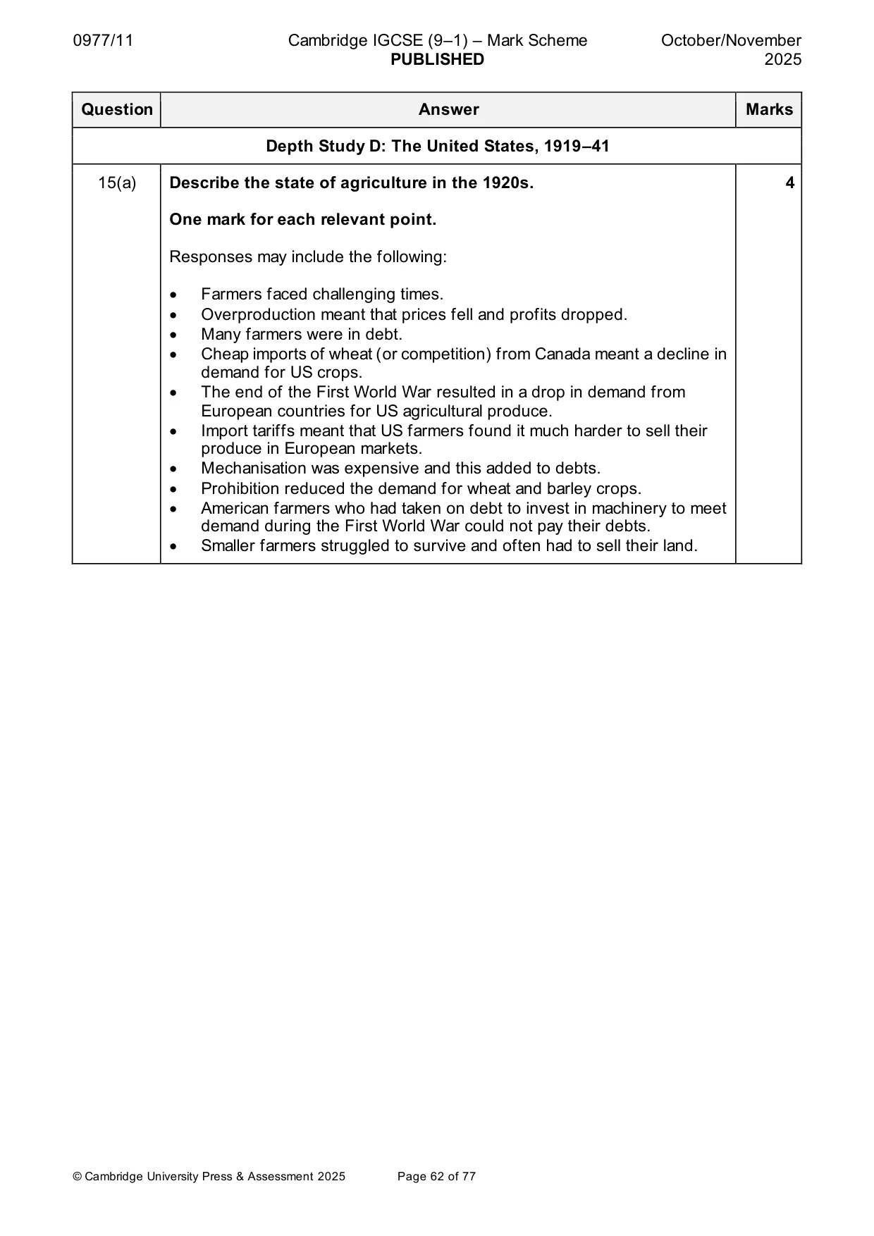 Mark scheme, page 62 of 77