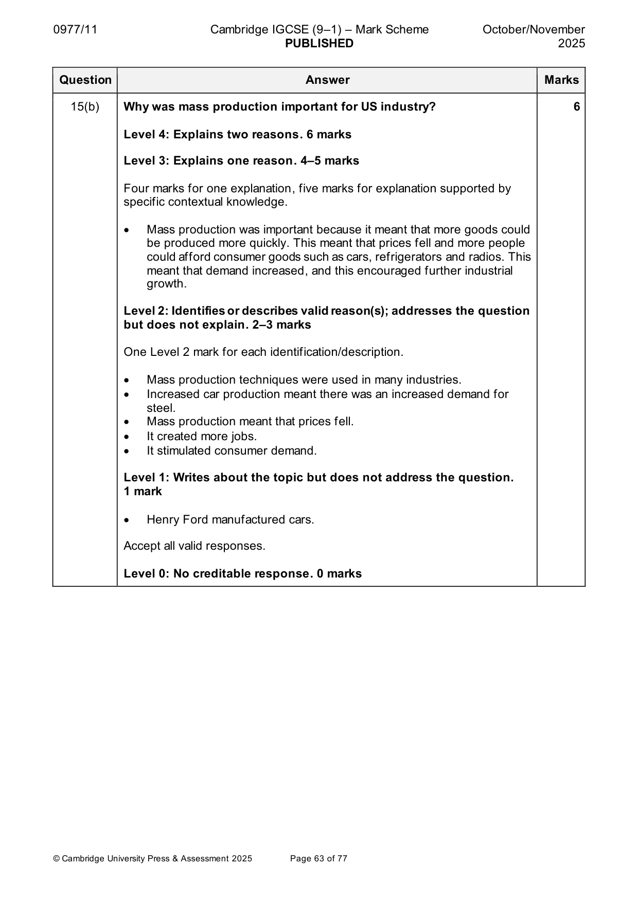 Mark scheme, page 63 of 77