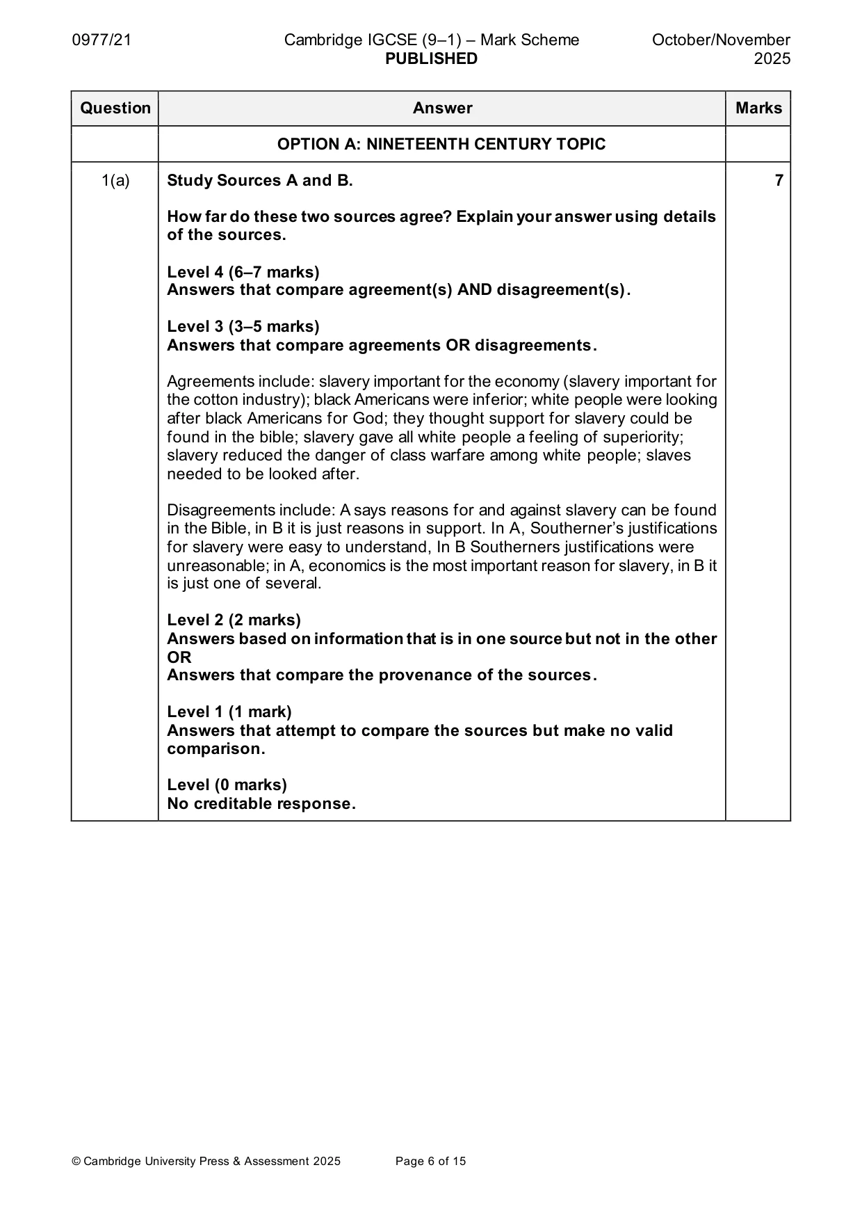 Mark scheme, page 6 of 15