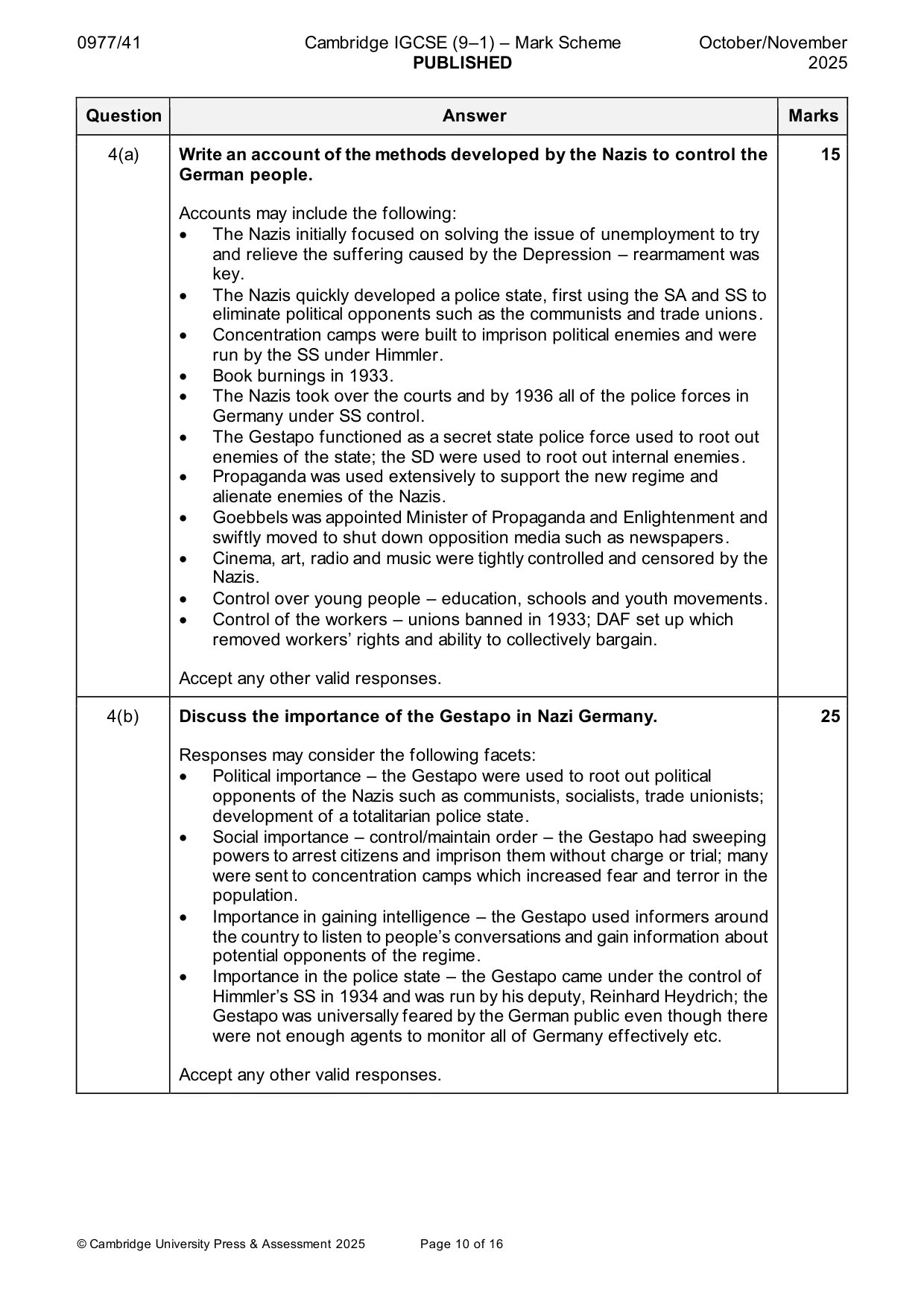 Mark scheme, page 10 of 16