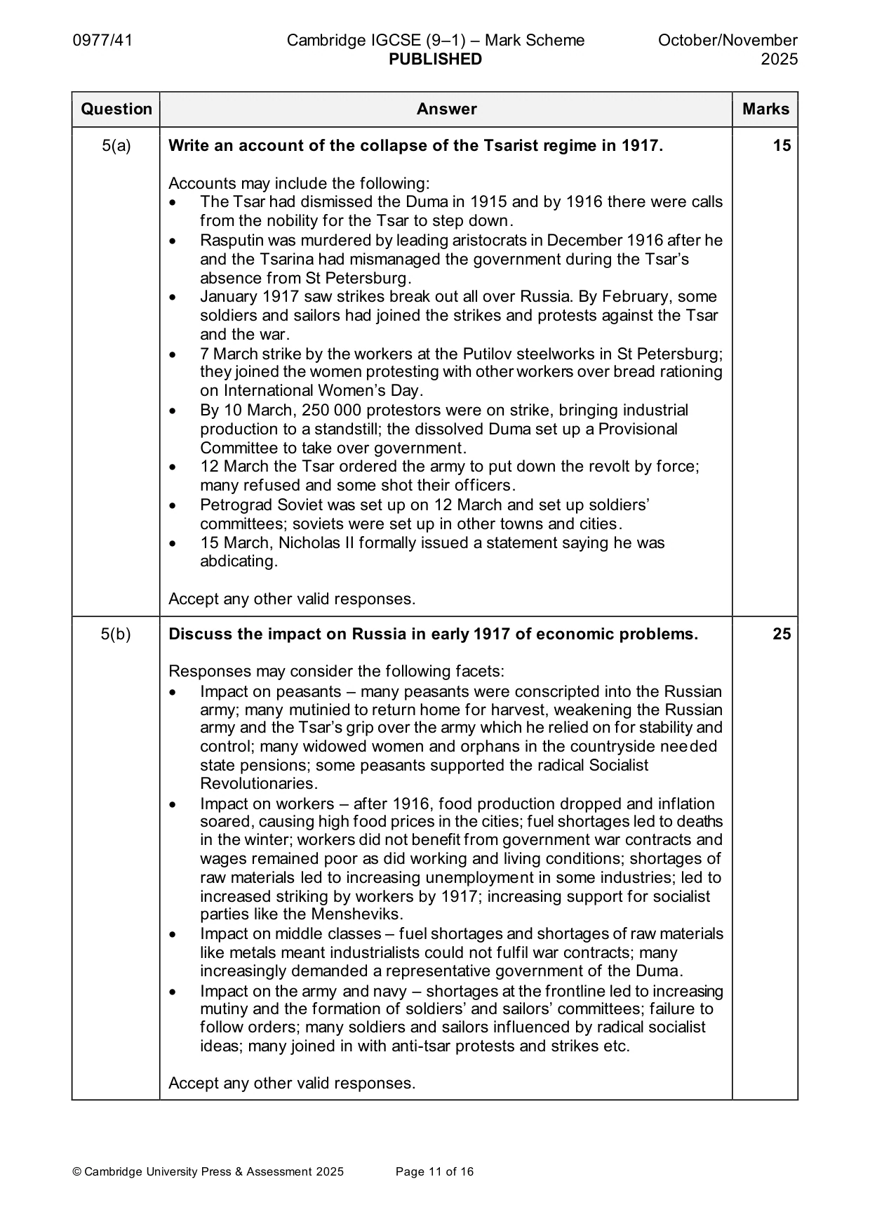 Mark scheme, page 11 of 16
