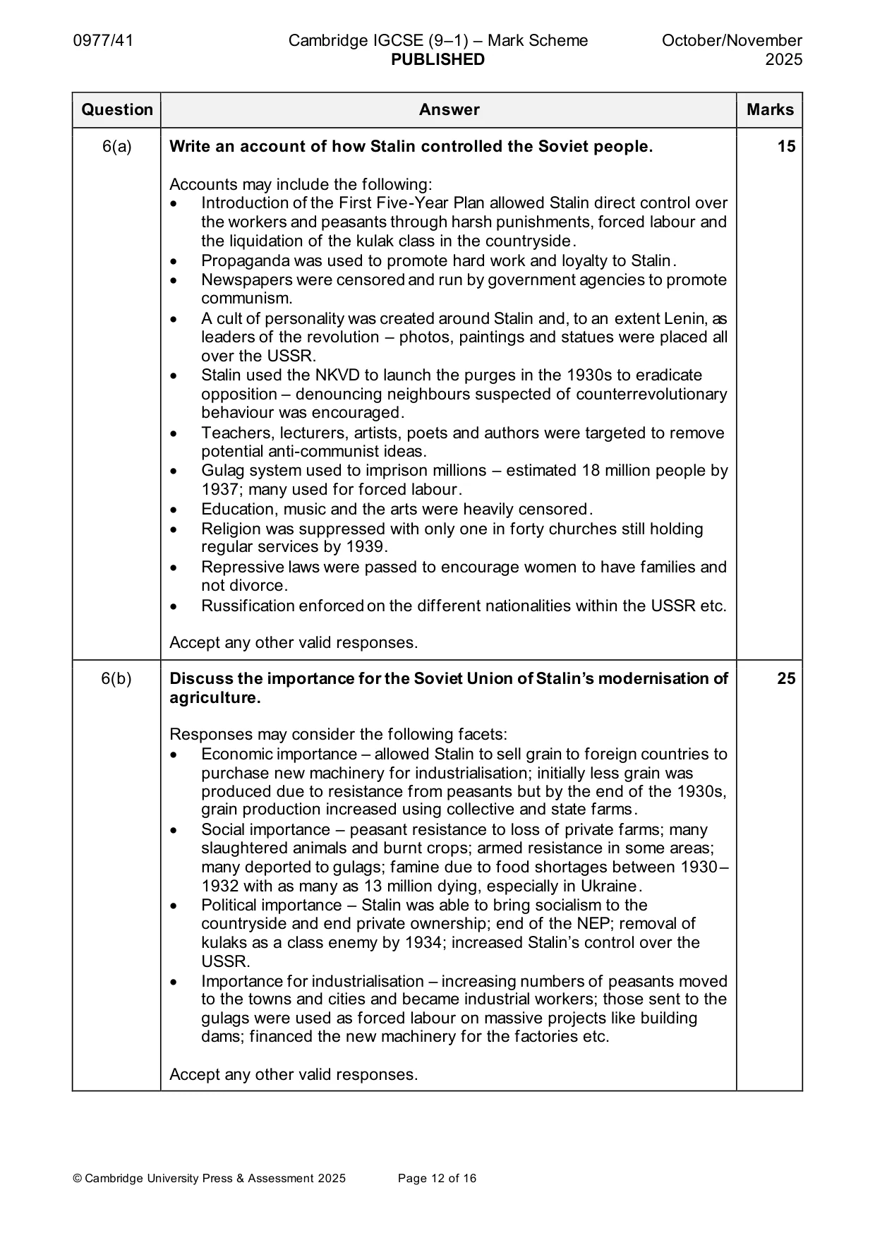 Mark scheme, page 12 of 16