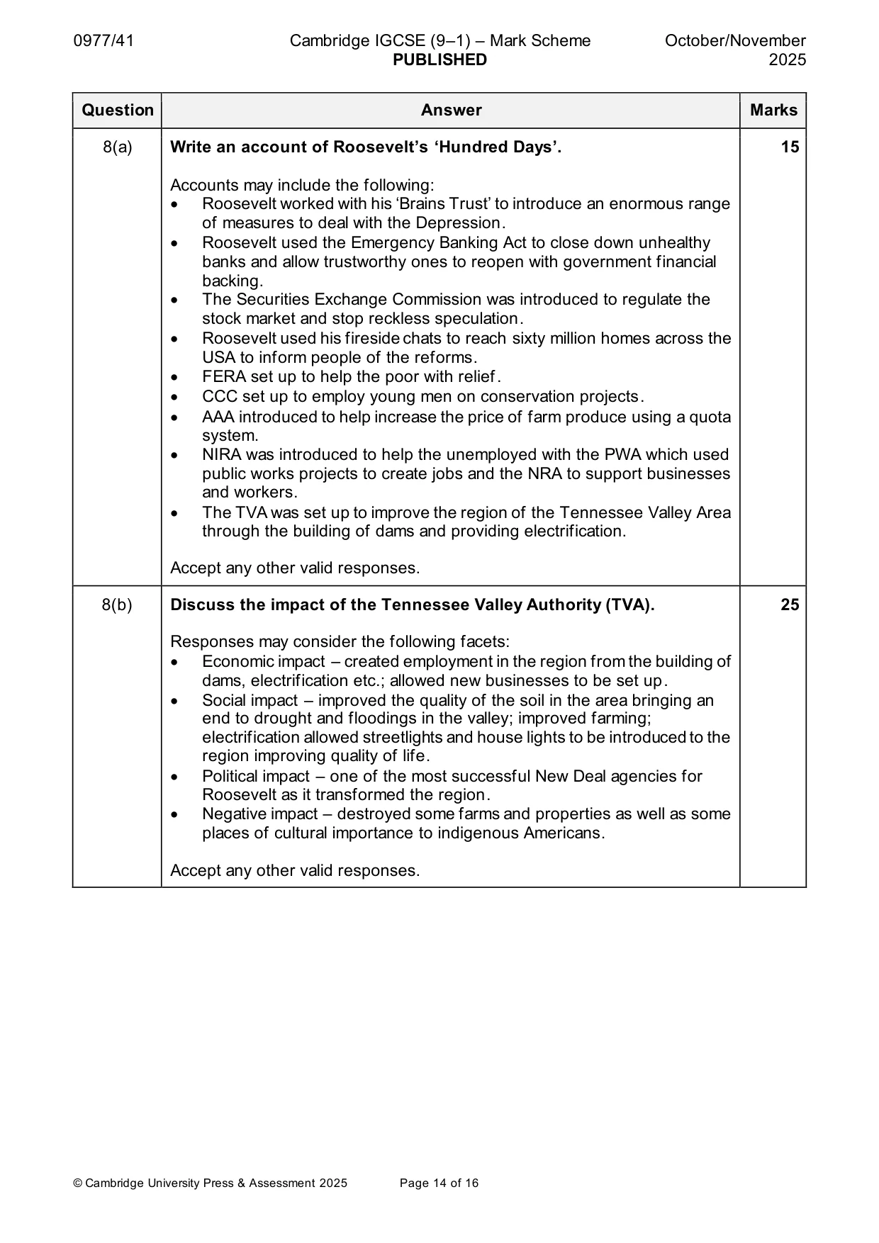 Mark scheme, page 14 of 16