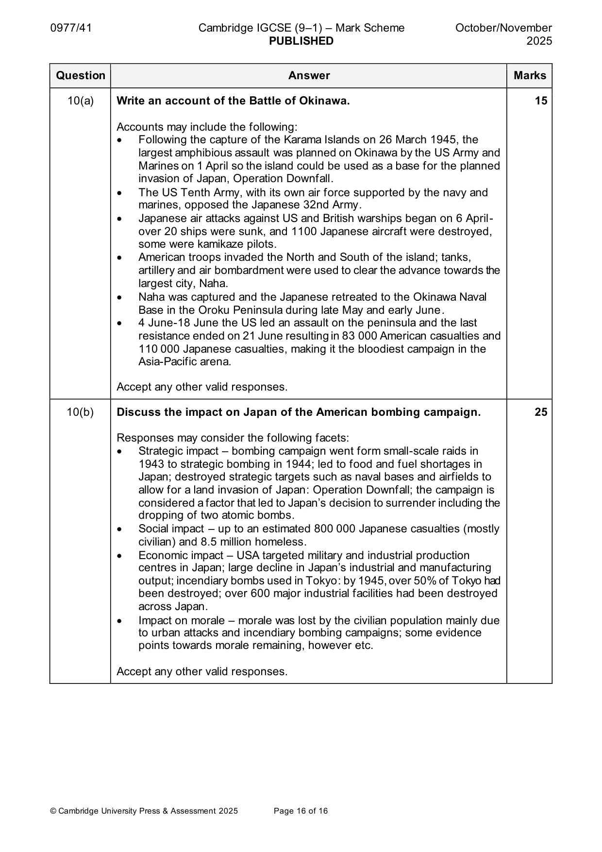 Mark scheme, page 16 of 16