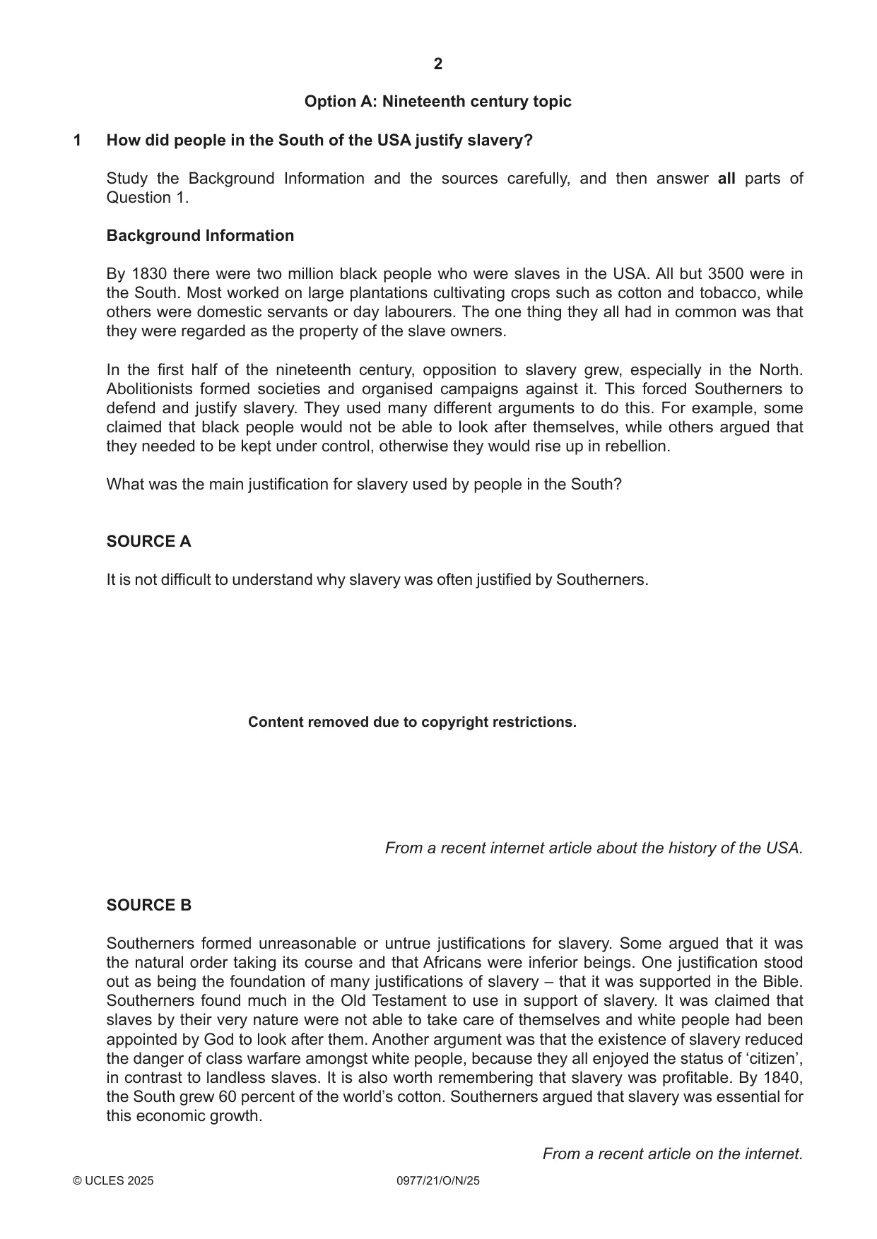 Cambridge IGCSE History (9-1) 0977 2025 Oct/Nov Paper 2 · Variant 1 question paper, page 2 of 12