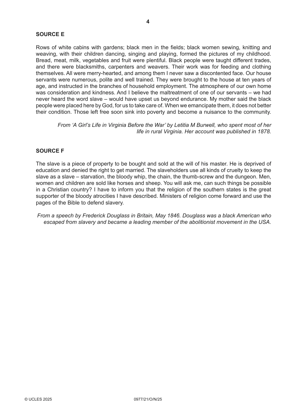 Cambridge IGCSE History (9-1) 0977 2025 Oct/Nov Paper 2 · Variant 1 question paper, page 4 of 12
