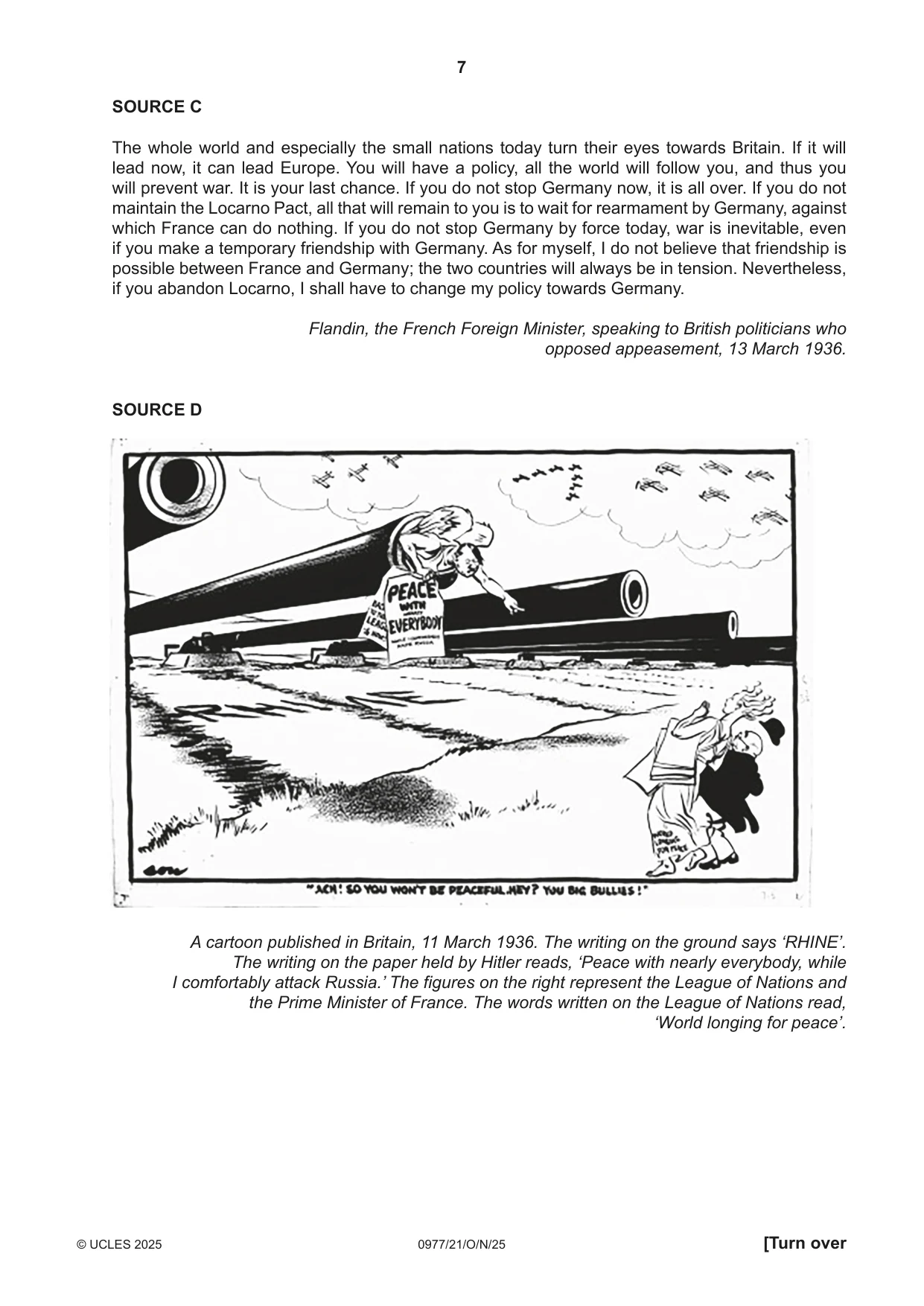 Cambridge IGCSE History (9-1) 0977 2025 Oct/Nov Paper 2 · Variant 1 question paper, page 7 of 12