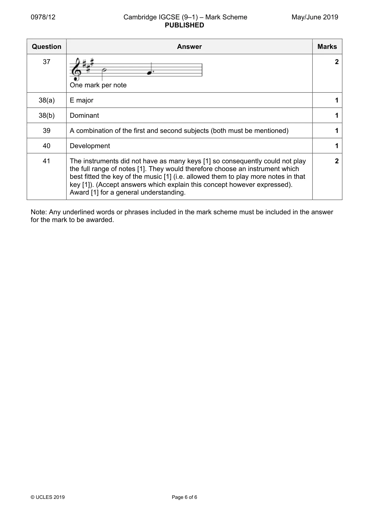 Mark scheme, page 6 of 6