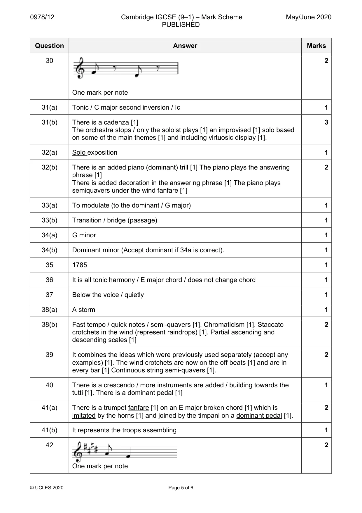 Mark scheme, page 5 of 6